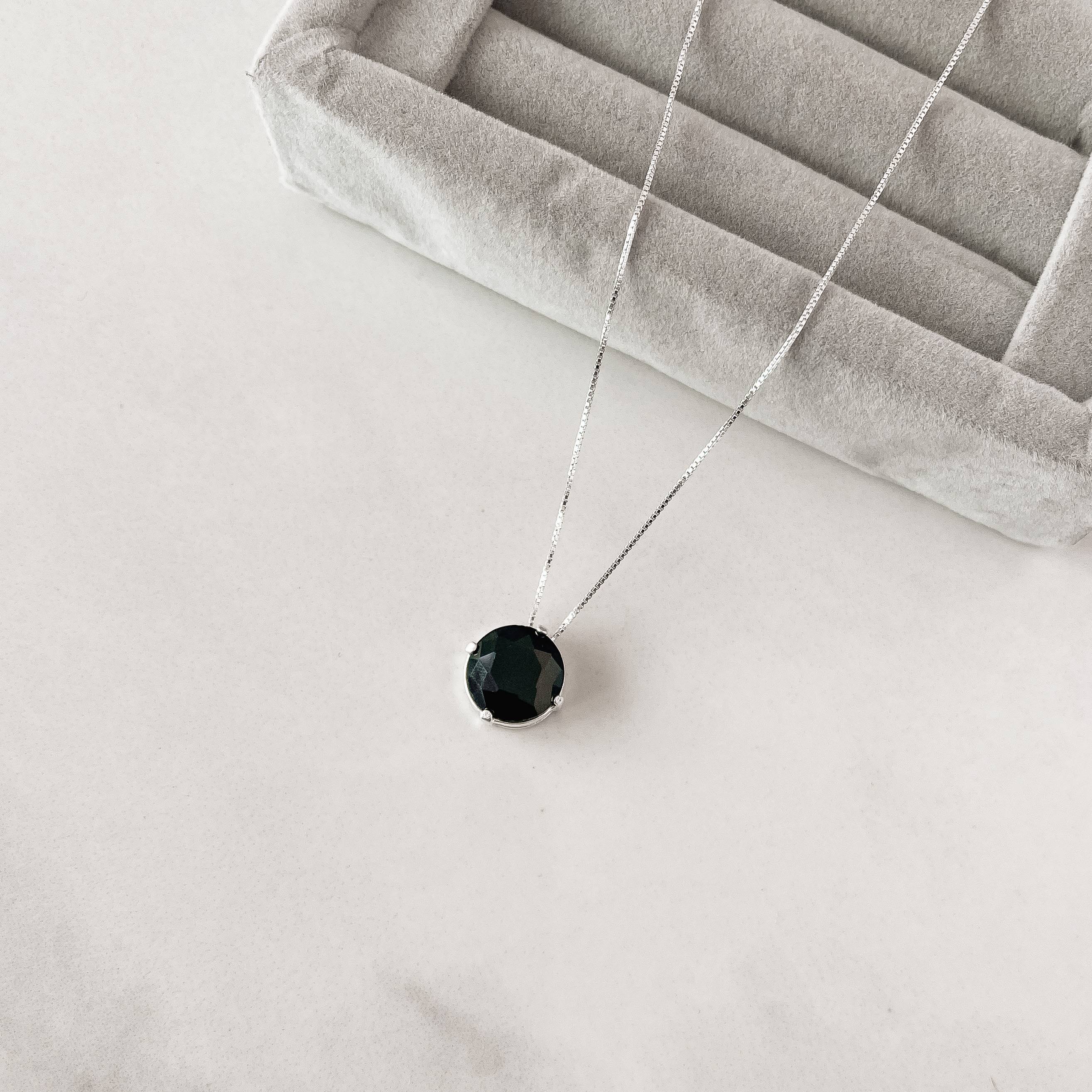 Colar zircônia ônix 12mm 45cm