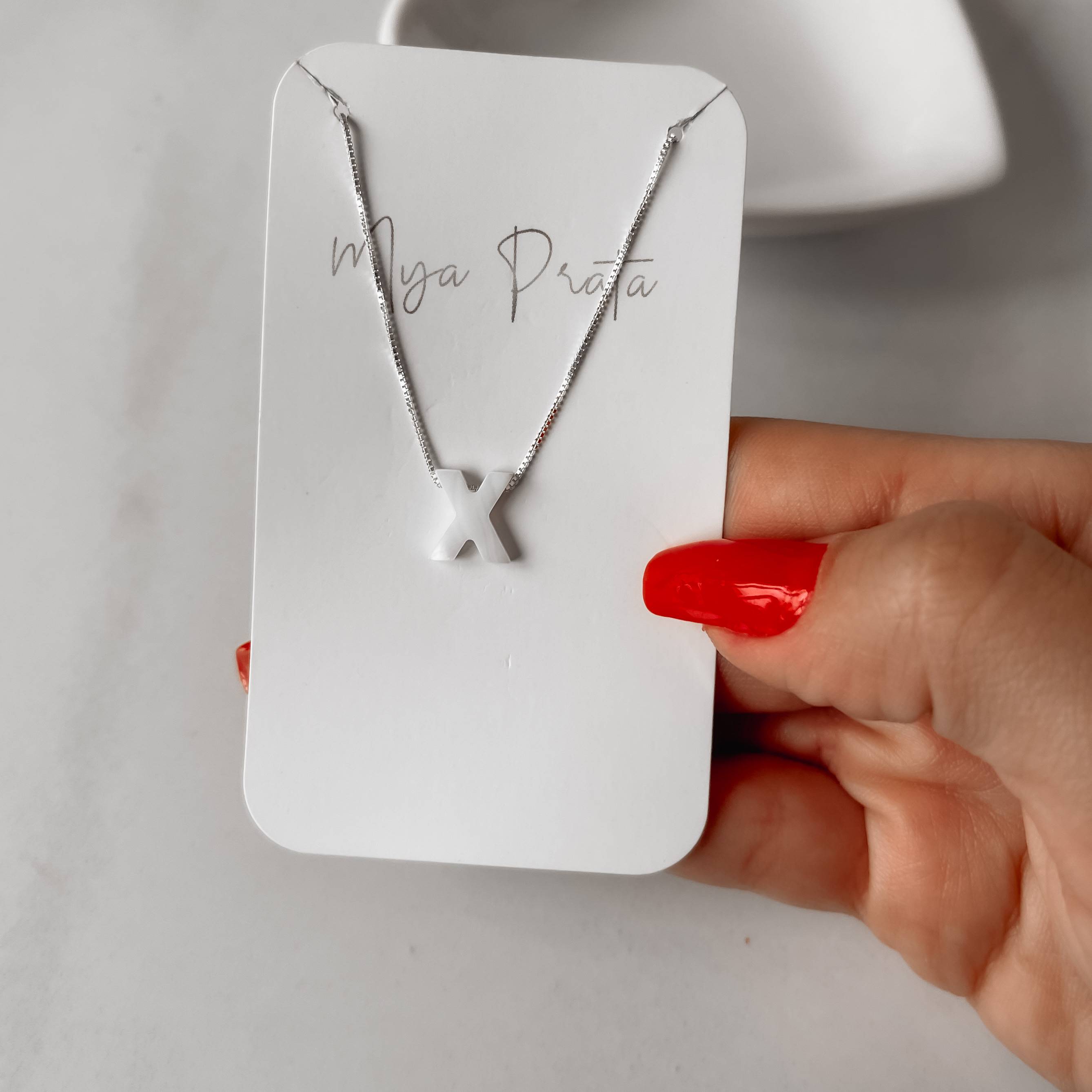 Imagem Colar madrepérola letra X 45cm