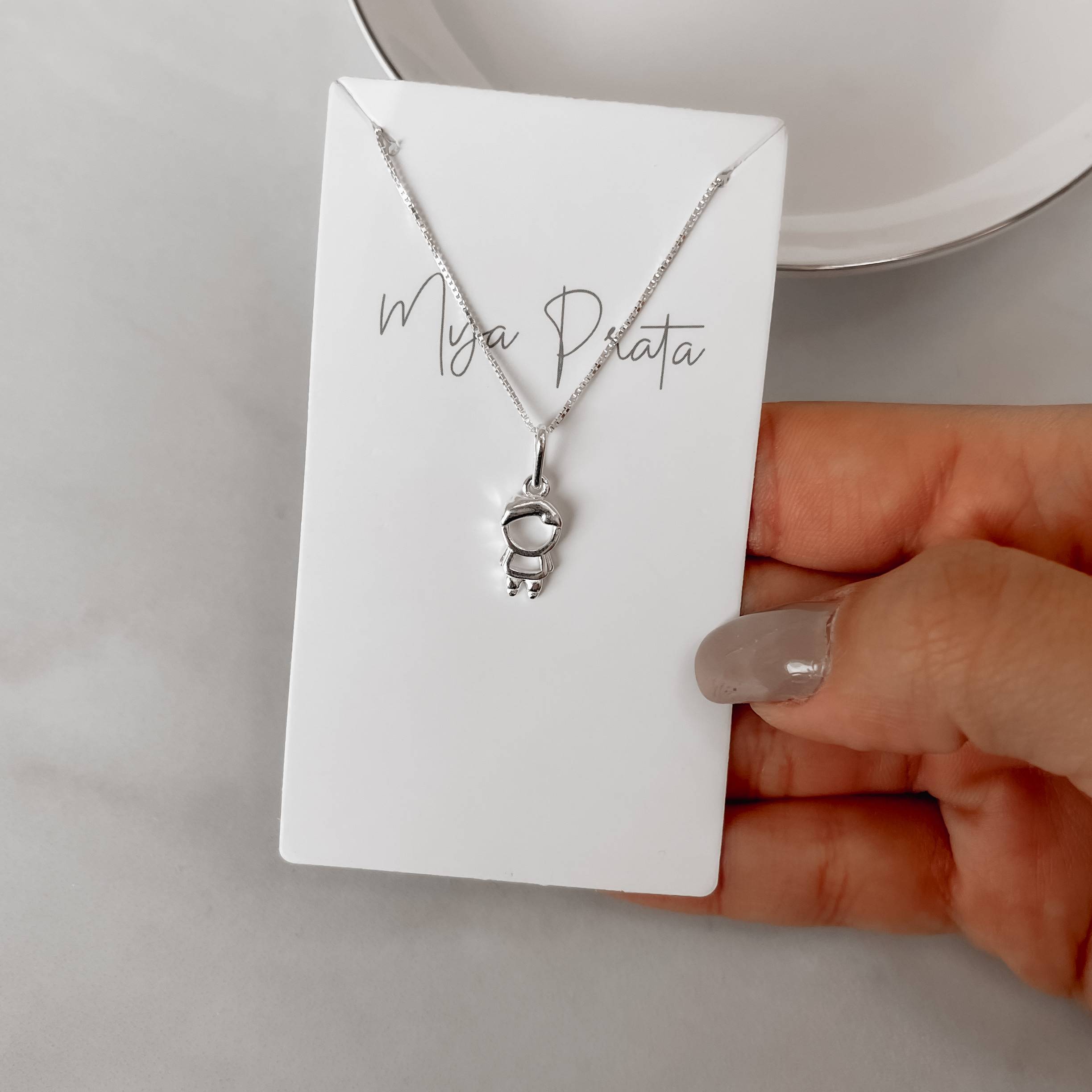 Colar pingente menino 12mm 45cm