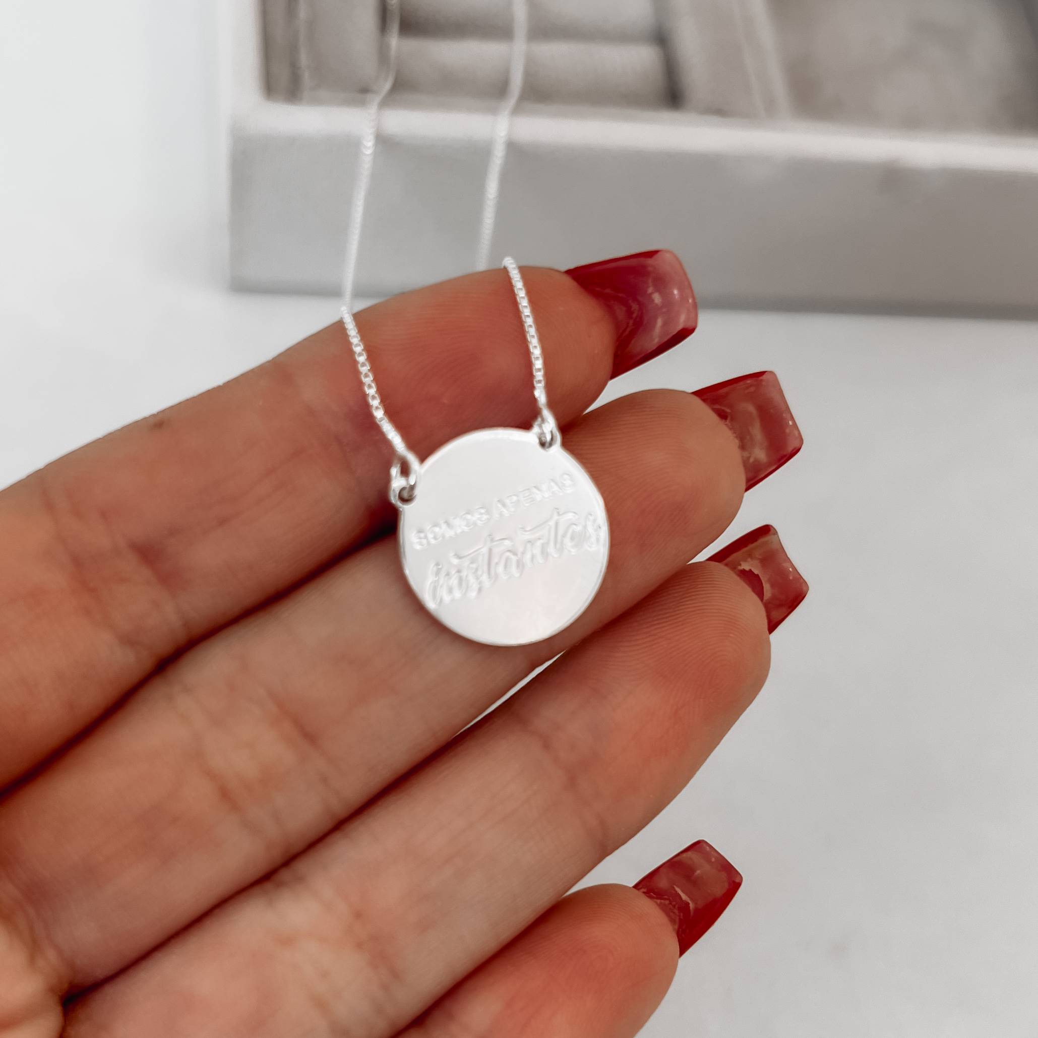 Imagem Colar medalha instantes 15mm 45+5cm