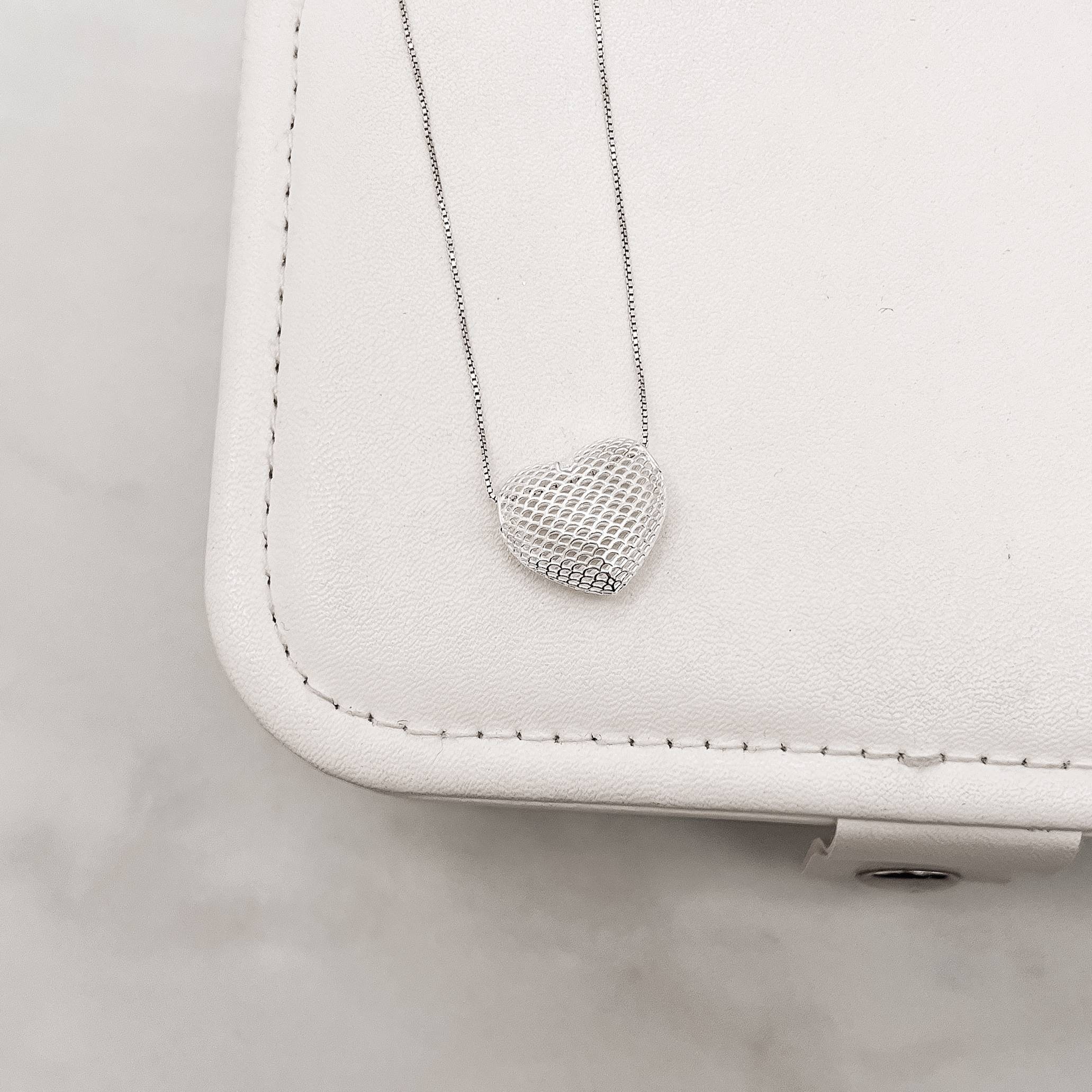 Imagem Colar coração renda Italiana 18mm 45cm