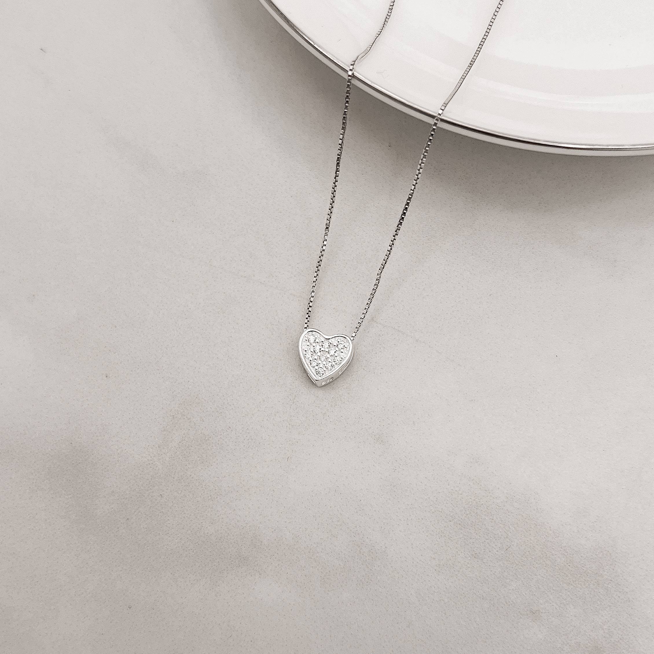 Imagem Colar coração todo cravejado 8mm 40cm