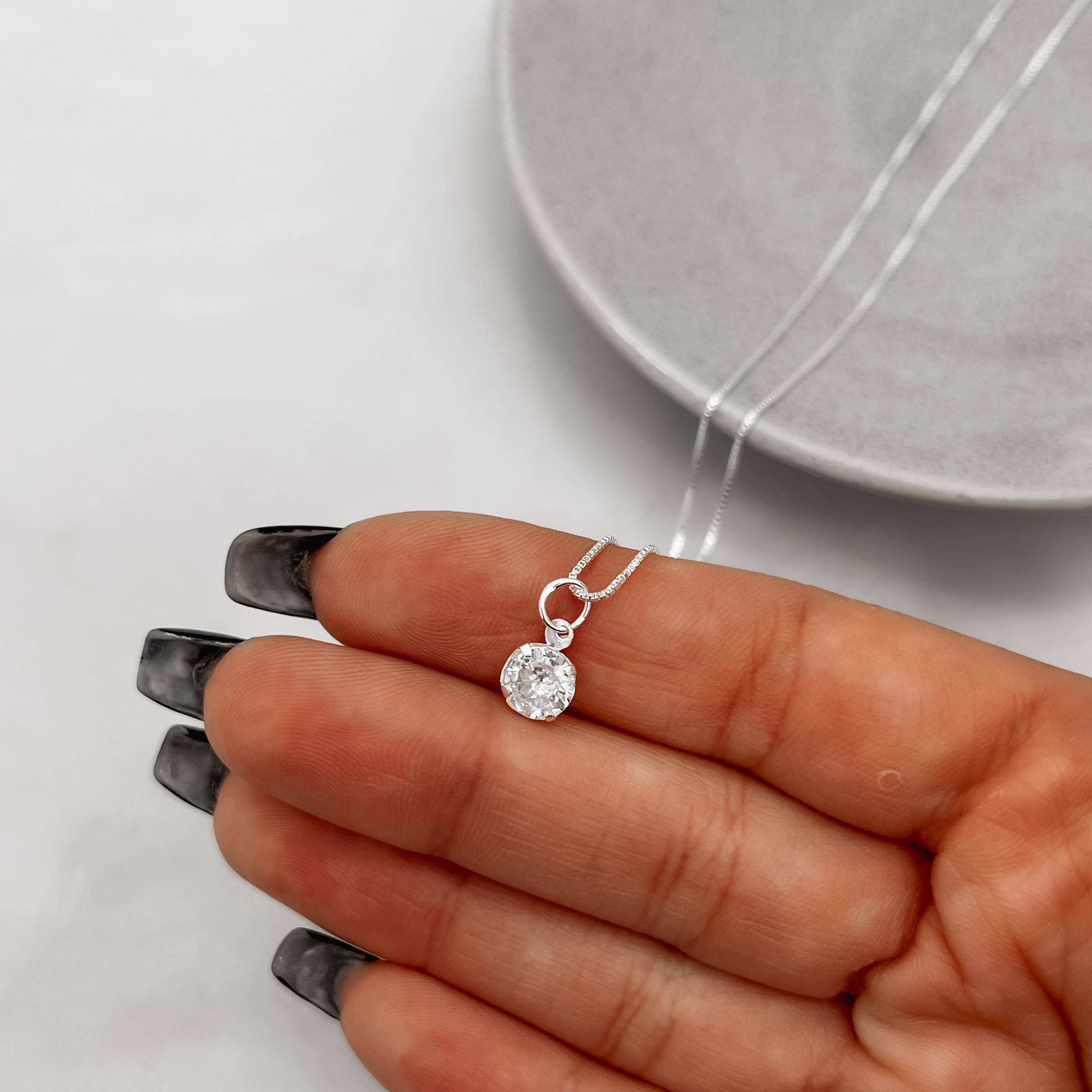 Imagem Colar pingente zircônia 6mm 40cm