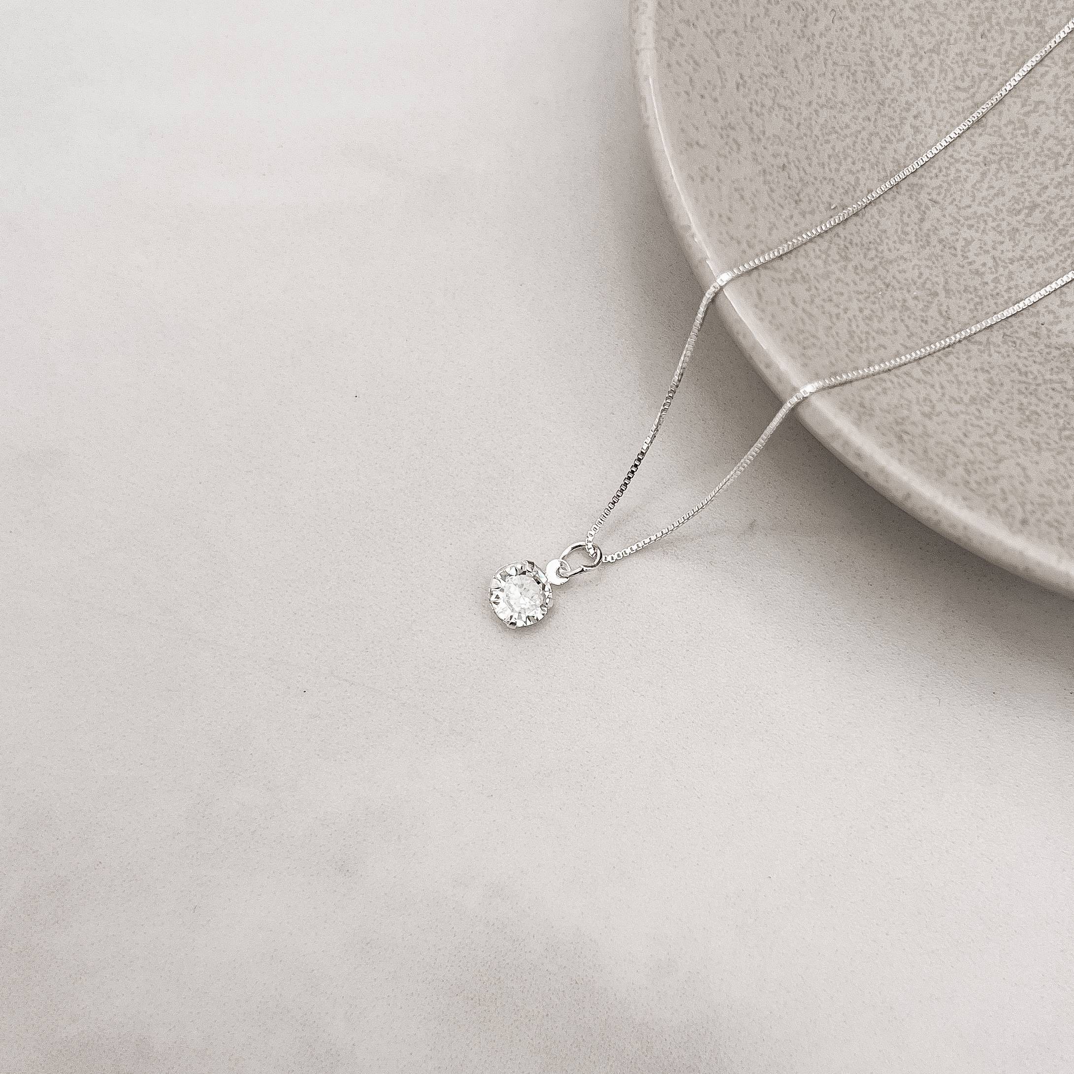 Imagem Secundária Colar pingente zircônia 6mm 40cm