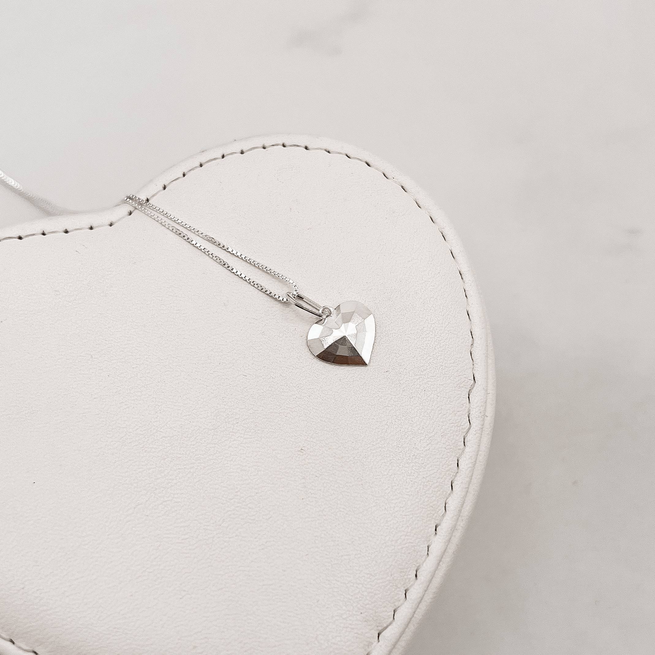 Imagem Secundária Colar pingente coração facetado 11mm 45cm