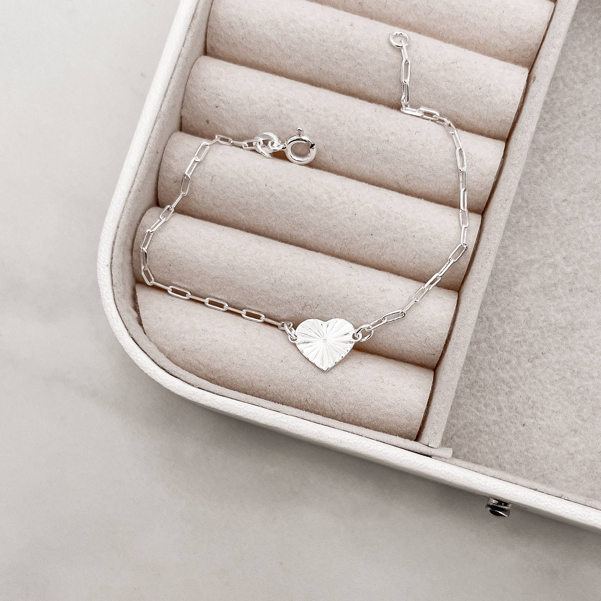 Pulseira entremeio coração vinco 13mm