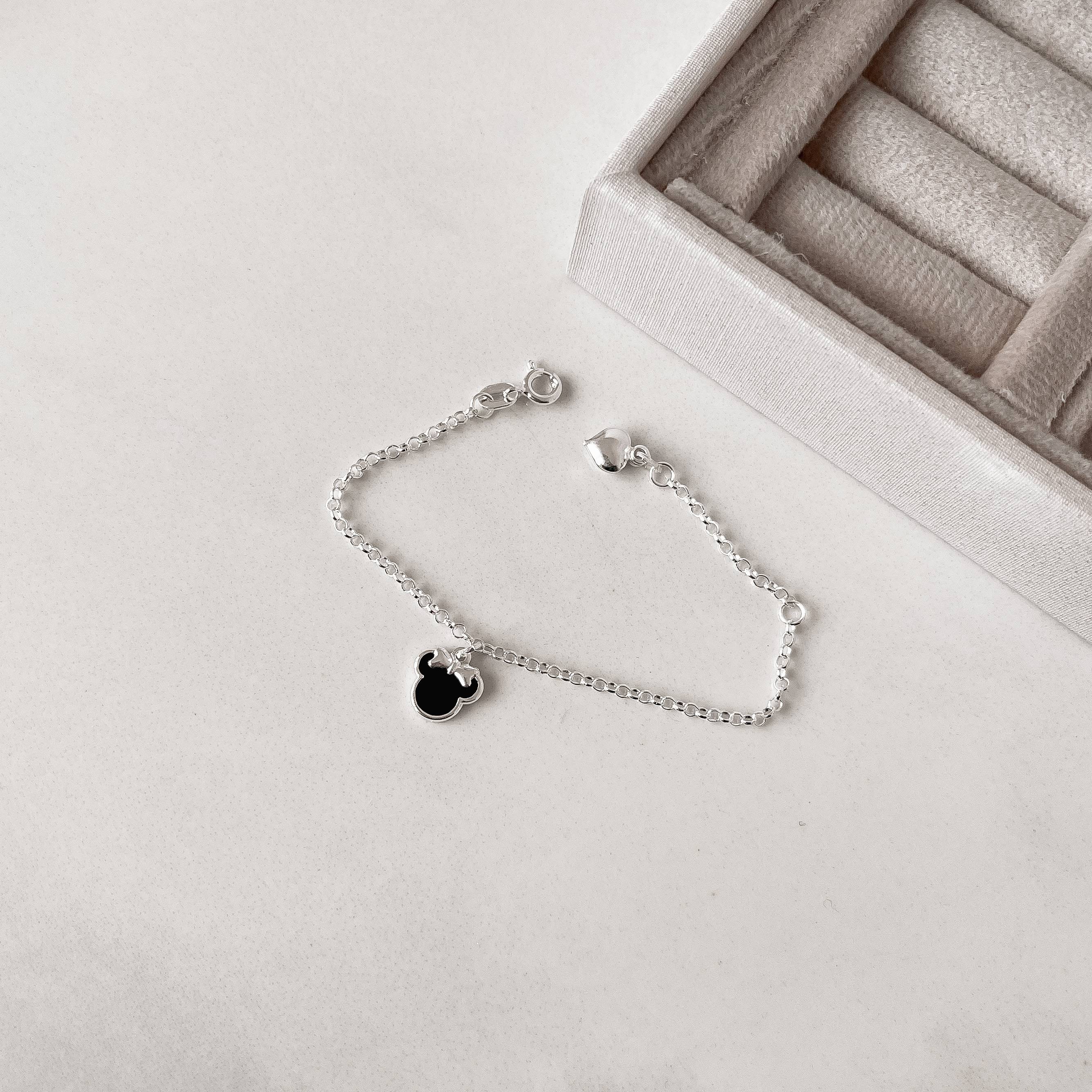 Pulseira infantil pingente Minnie resina 10mm