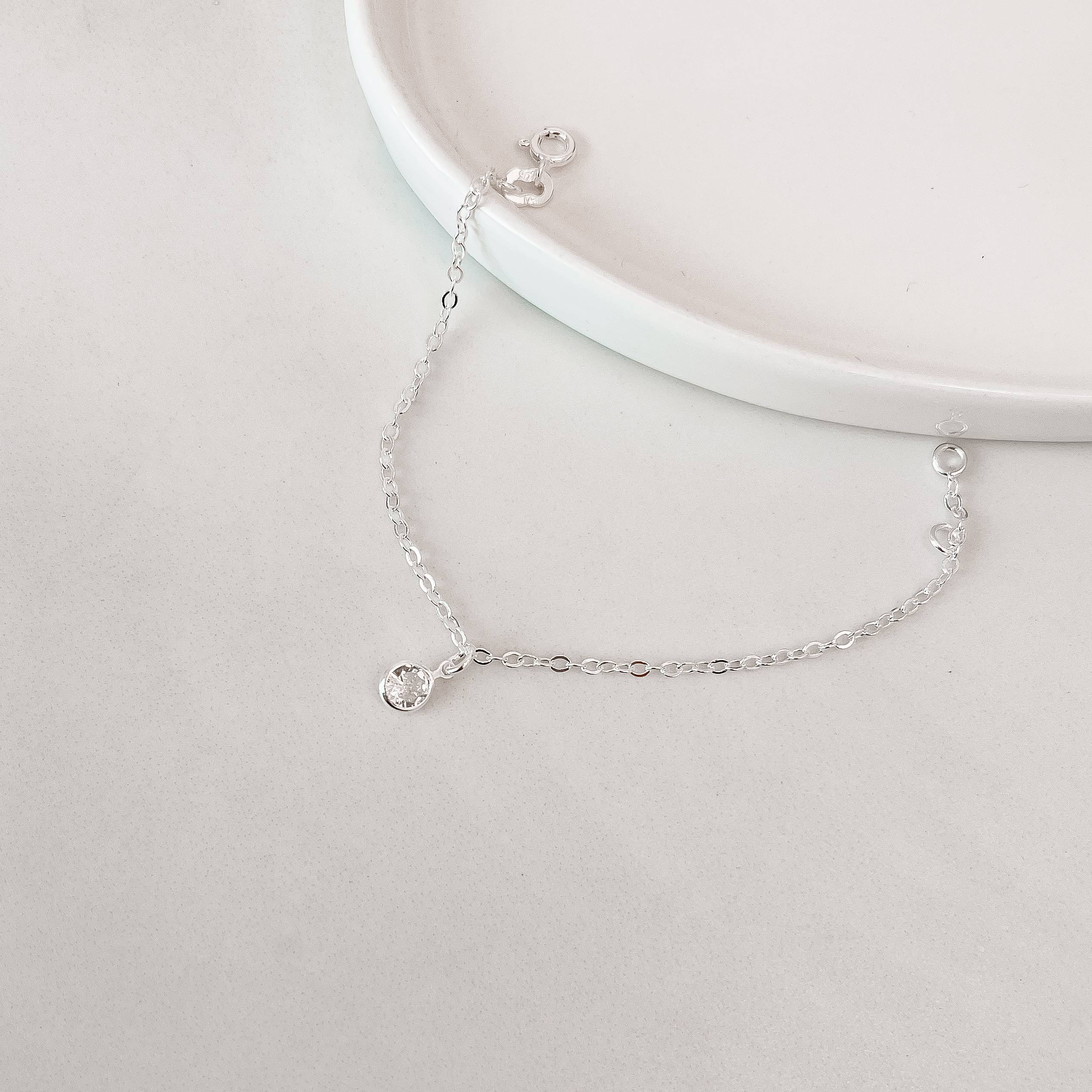 Pulseira infantil pingente zircônia cristal 5mm