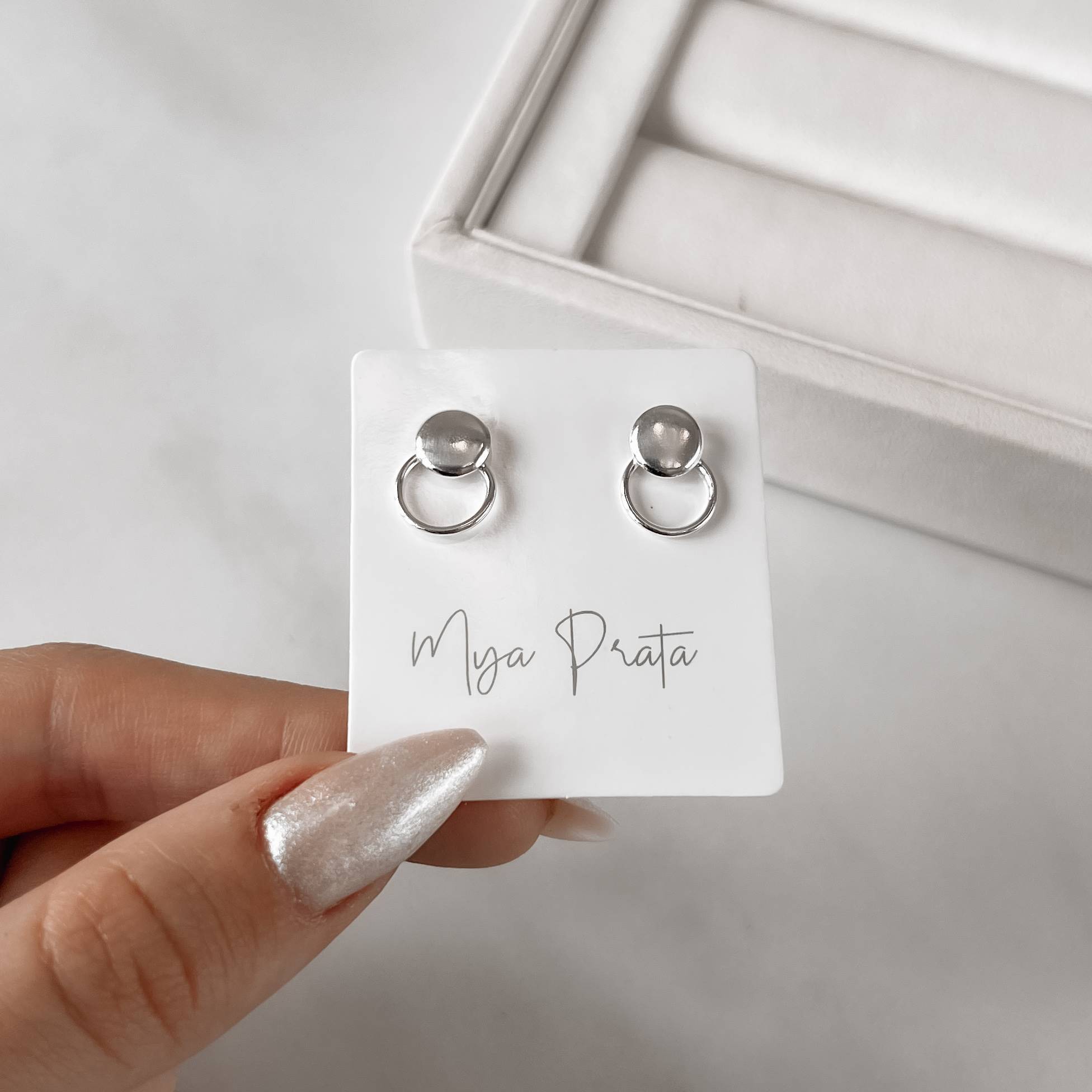 Imagem Secundária Brinco círculos cheio e vazado 14mm