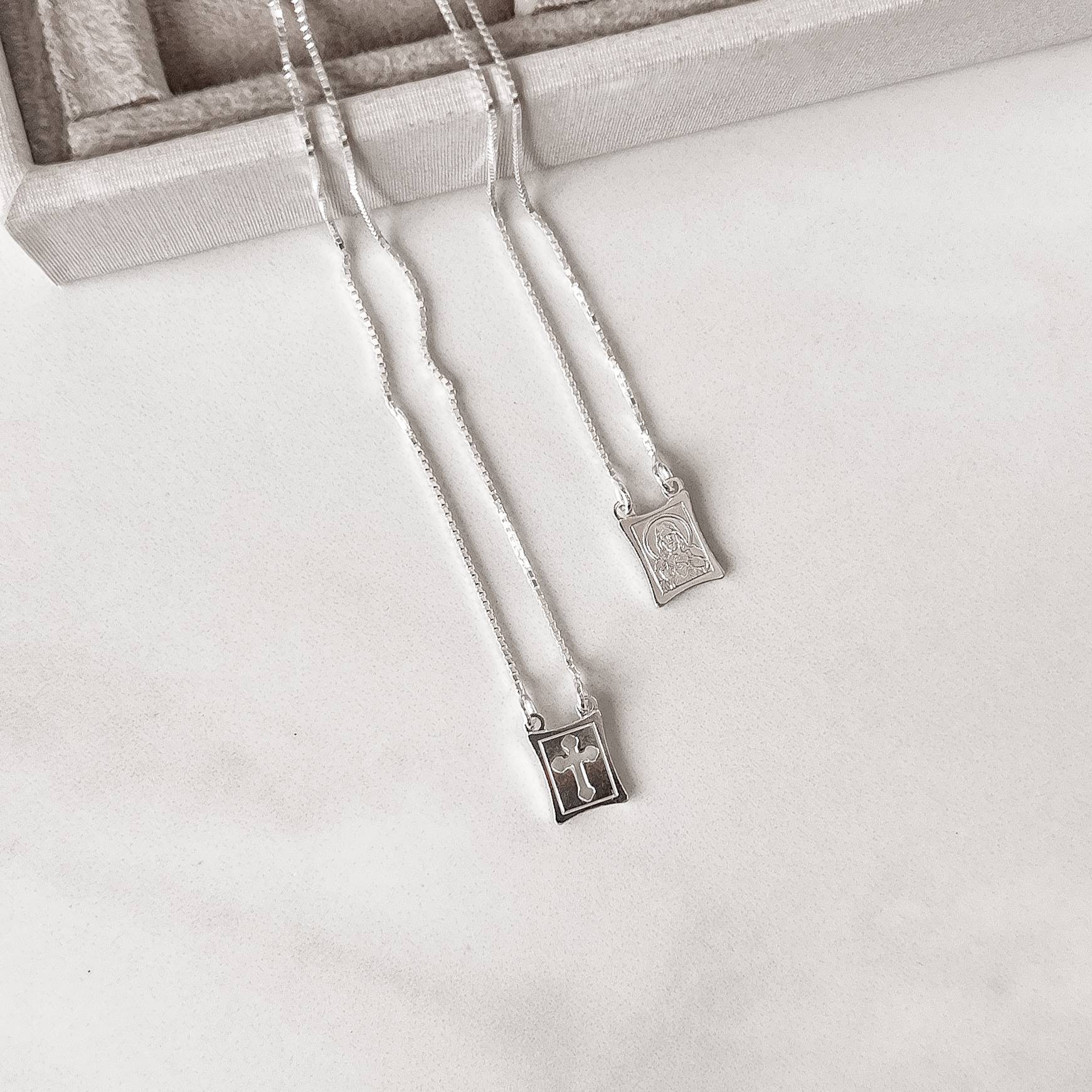 Escapulário medalhas tradicional e cruz vazada v15 60cm