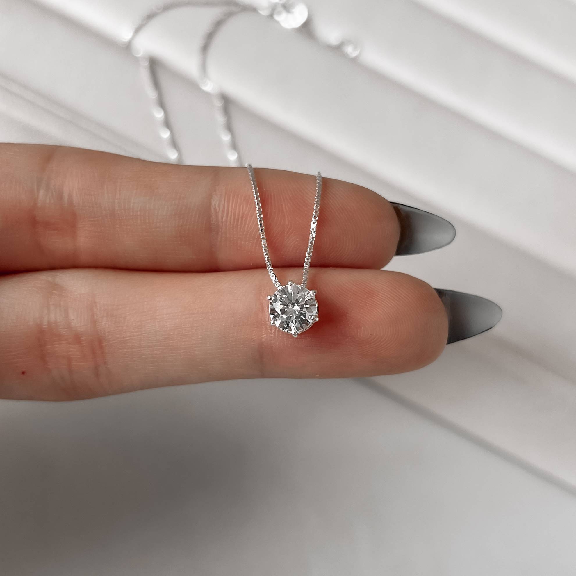 Colar pingente zircônia 7mm 40cm