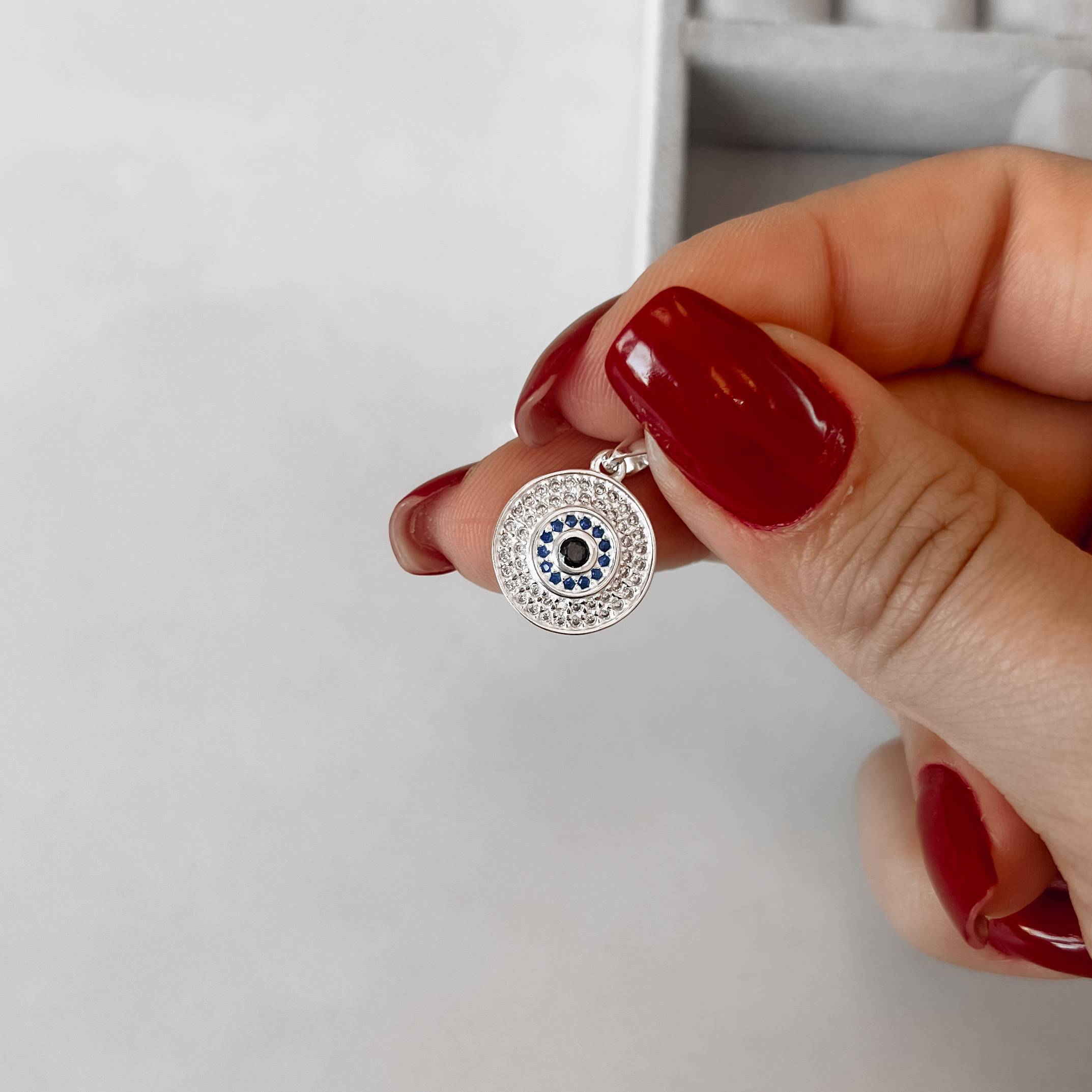 Pingente olho cravejado 15mm