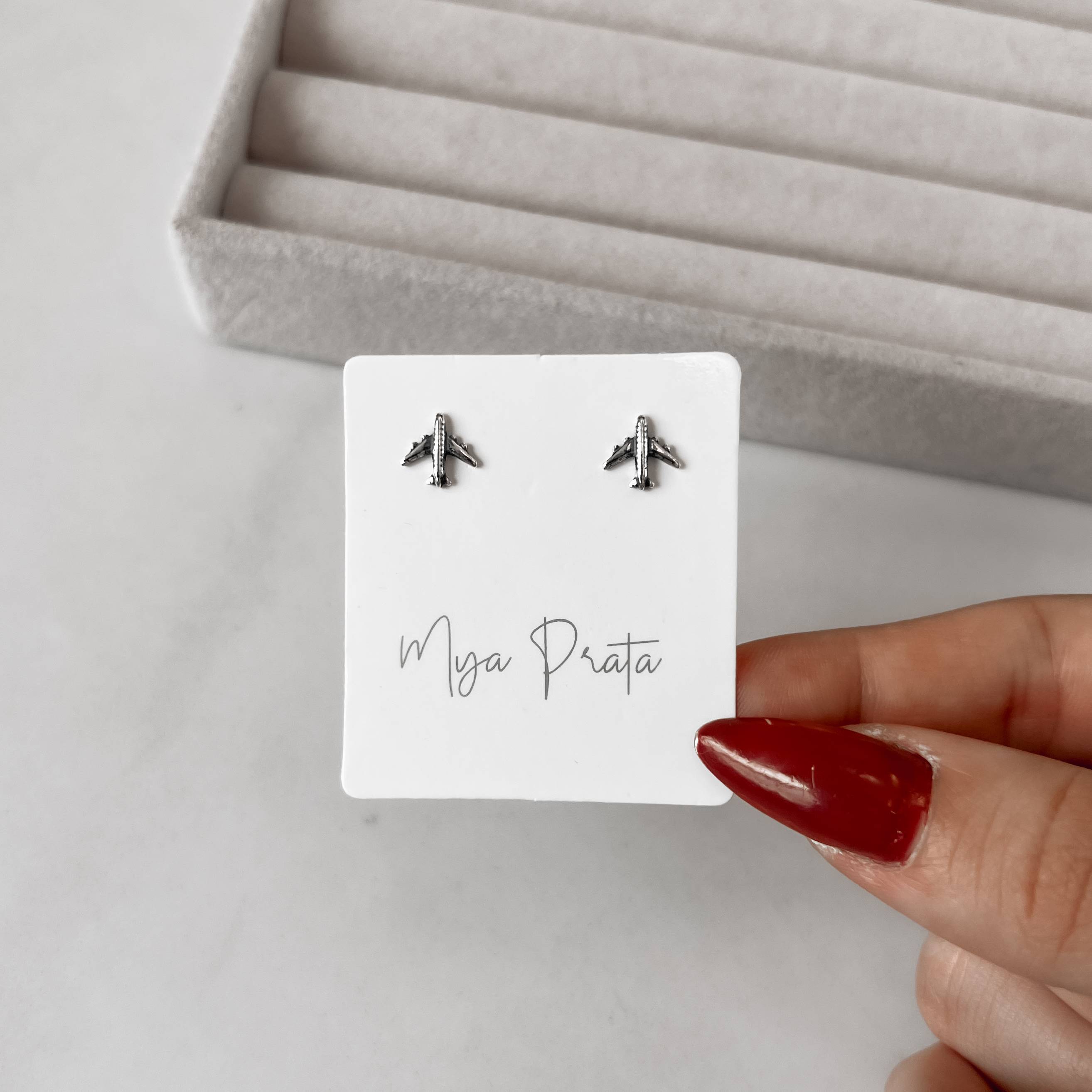 Imagem Brinco infantil avião envelhecido 8mm tarraxa baby