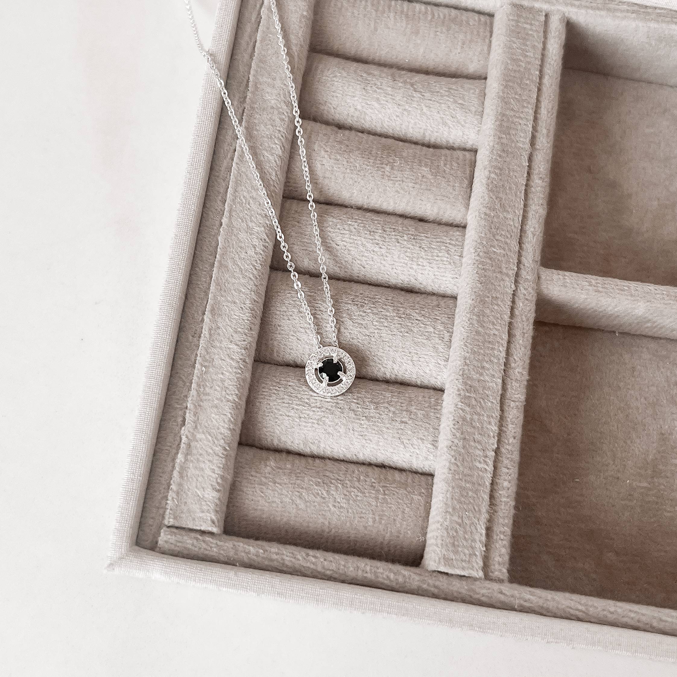 Colar zircônia redonda ônix com cravejado 9mm corrente cadeadinho 45cm