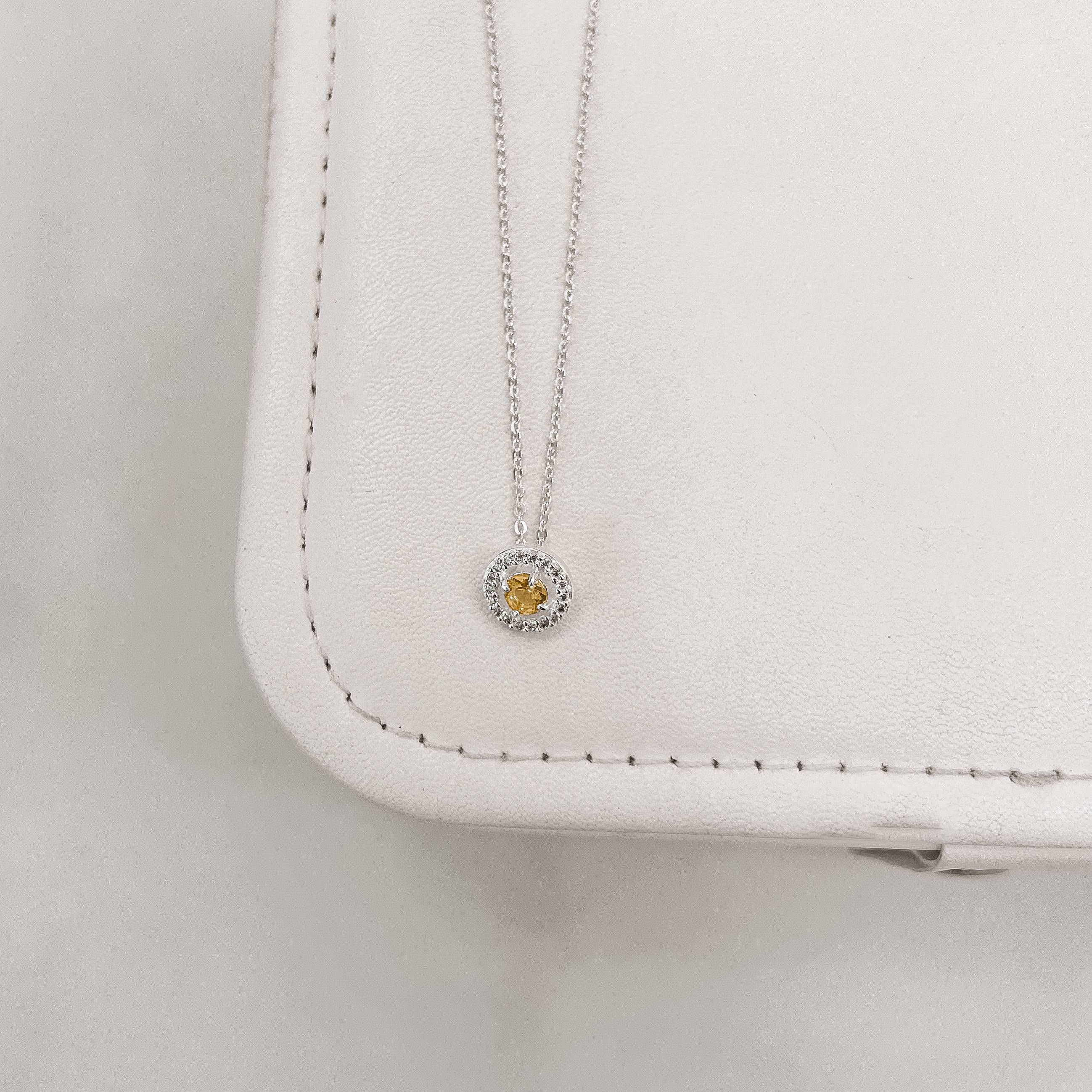 Colar zircônia redonda amarela com cravejado 9mm corrente cadeadinho 45cm