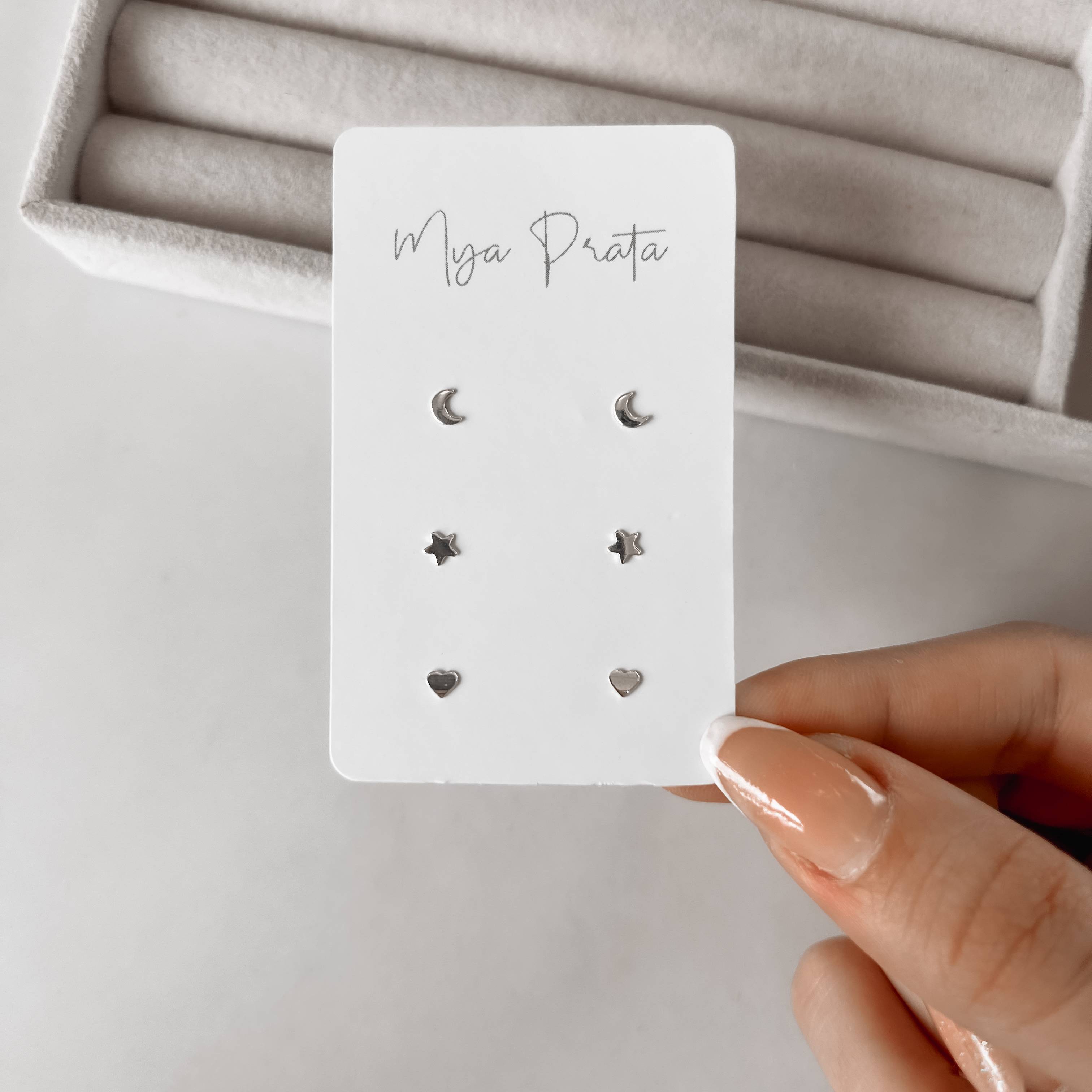 Trio lua, estrela e coração 4mm