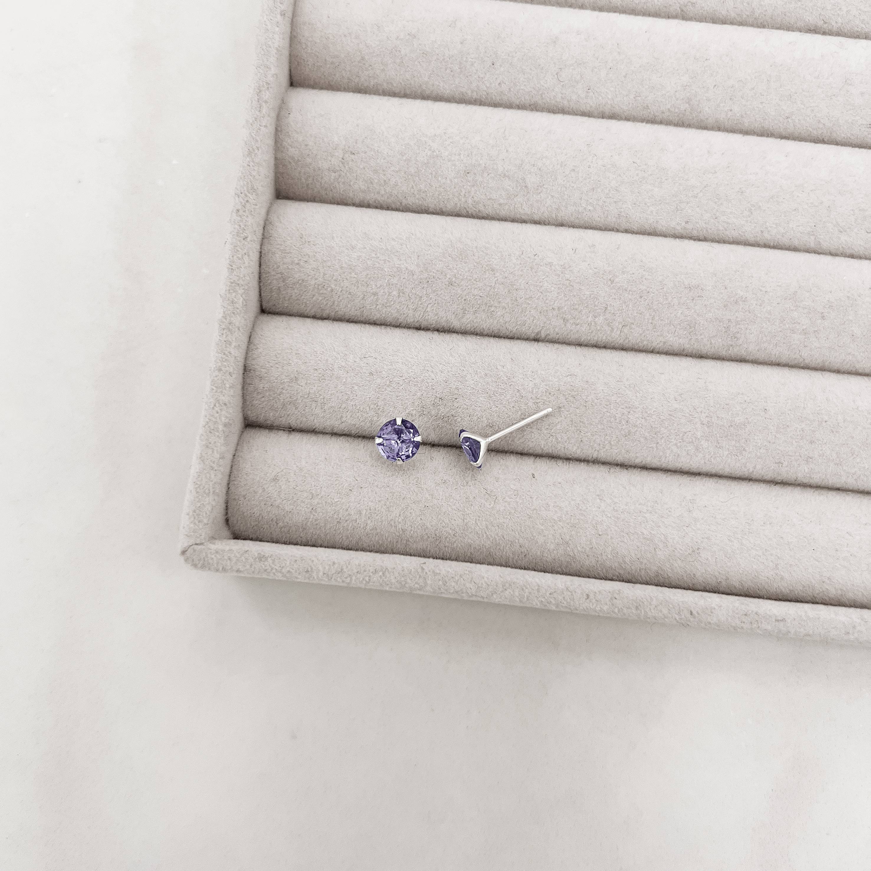 Imagem Secundária Brinco zircônia redonda lilás 6mm