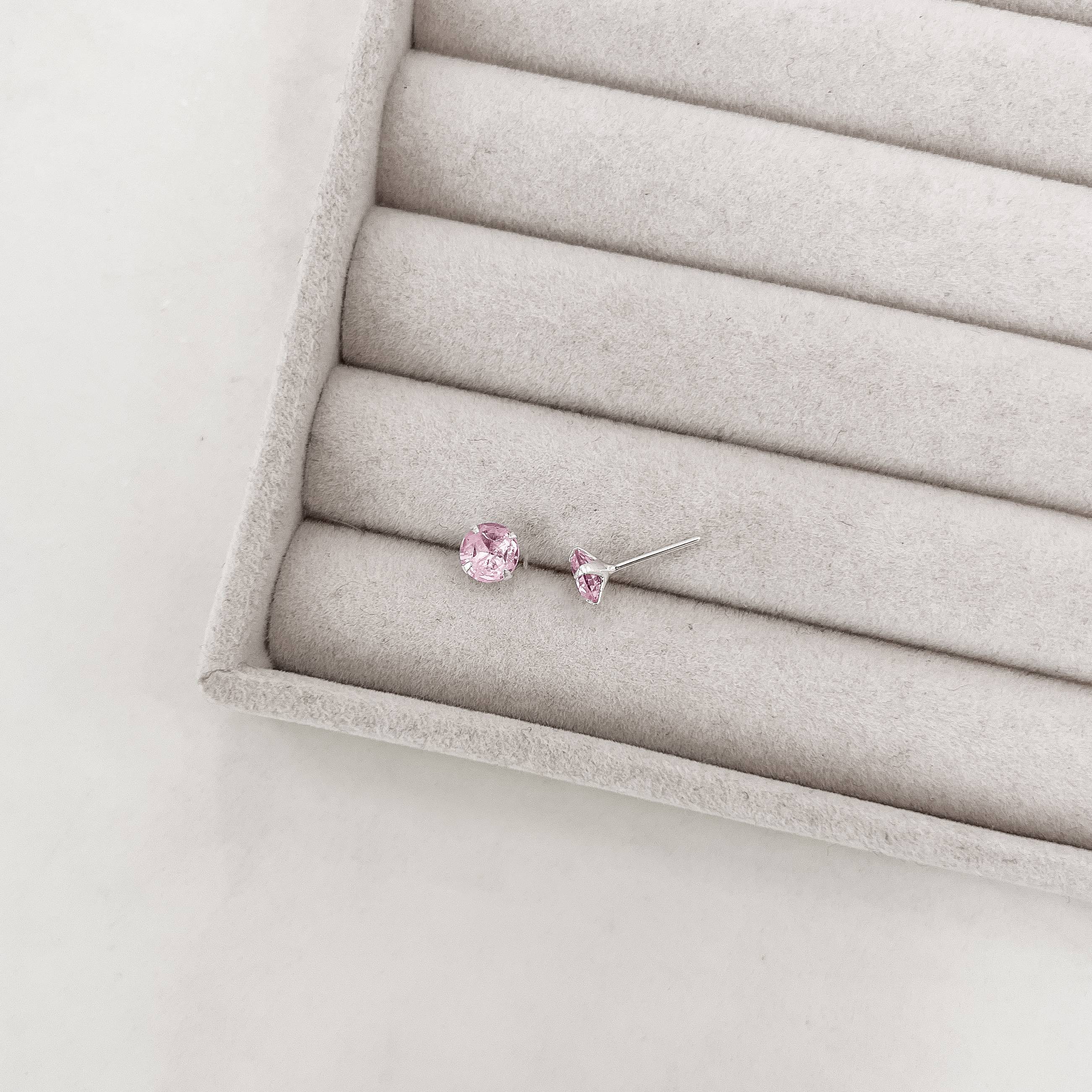 Imagem Brinco zircônia redonda rosa 6mm