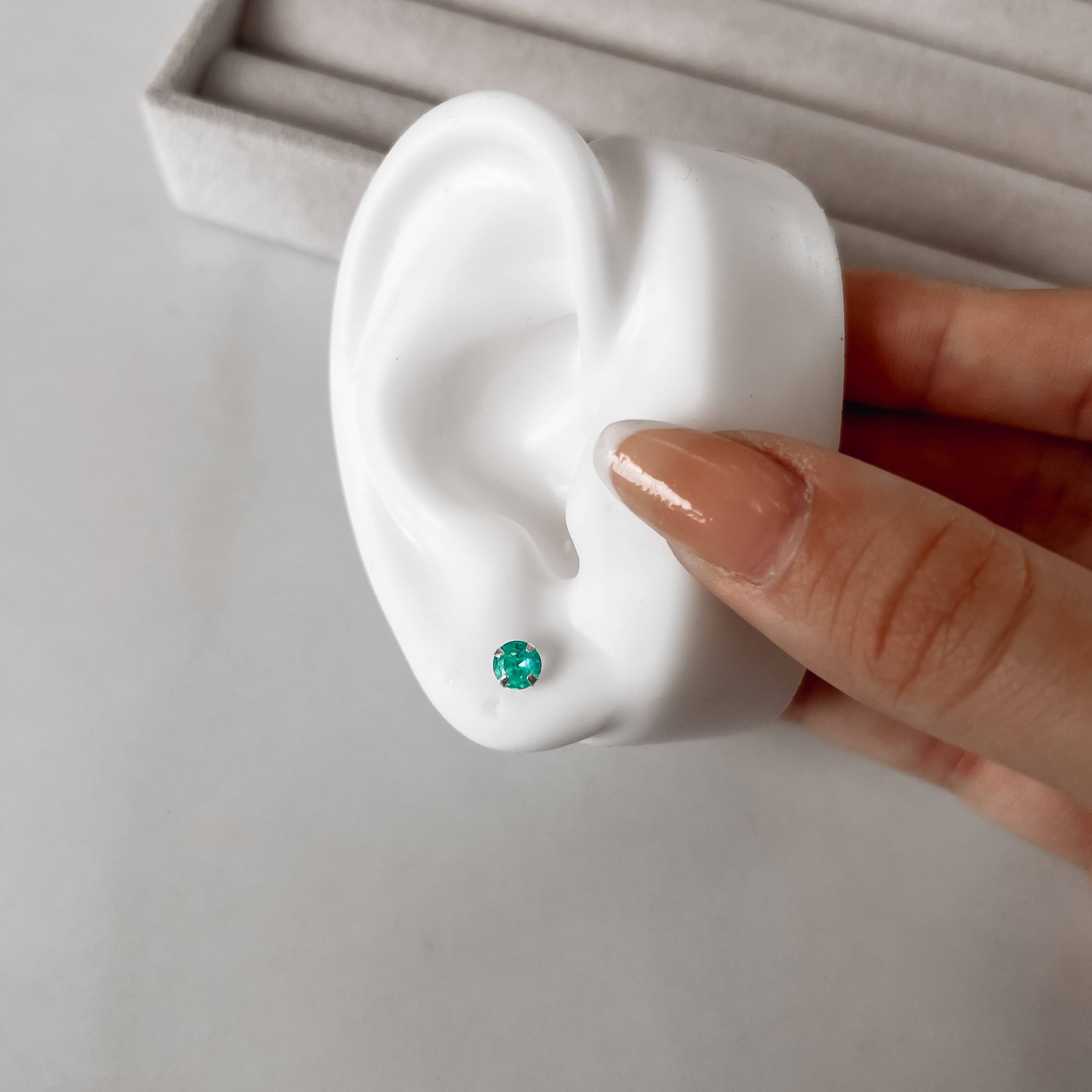 Imagem Brinco zircônia redonda acqua 5mm