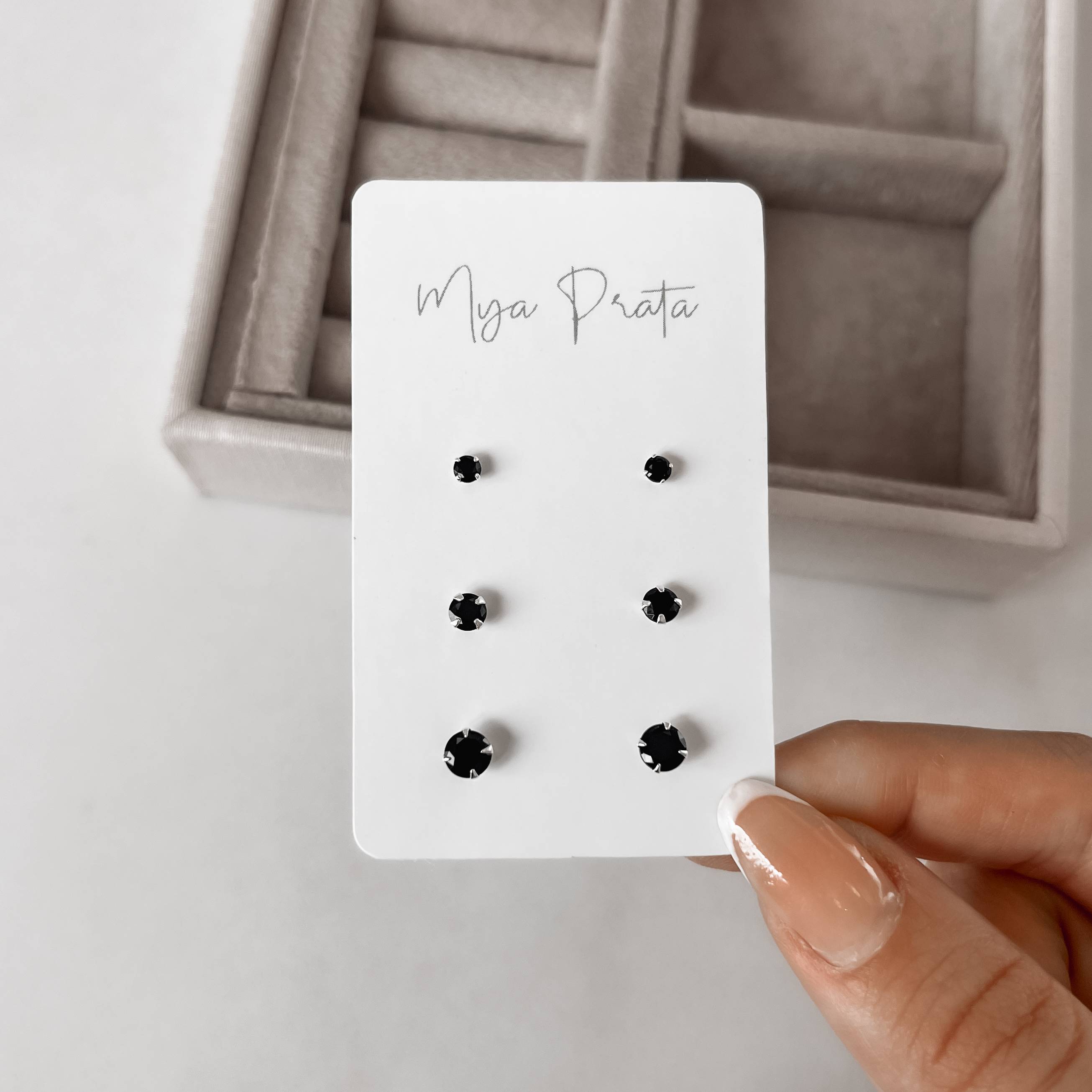 Trio zircônia redonda 3, 4 e 5mm ônix