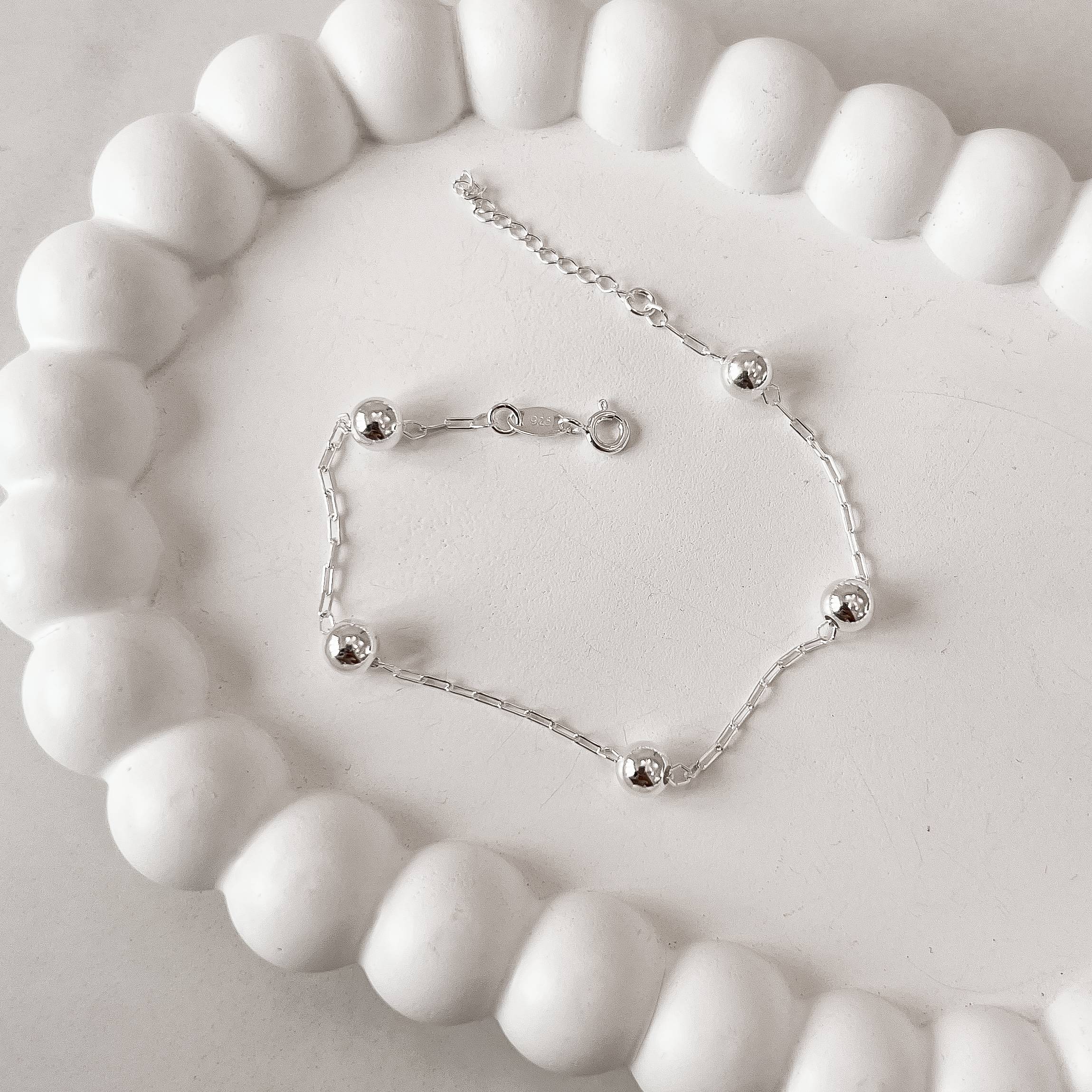 Imagem Pulseira corrente cadeado com 5 bolas 6mm