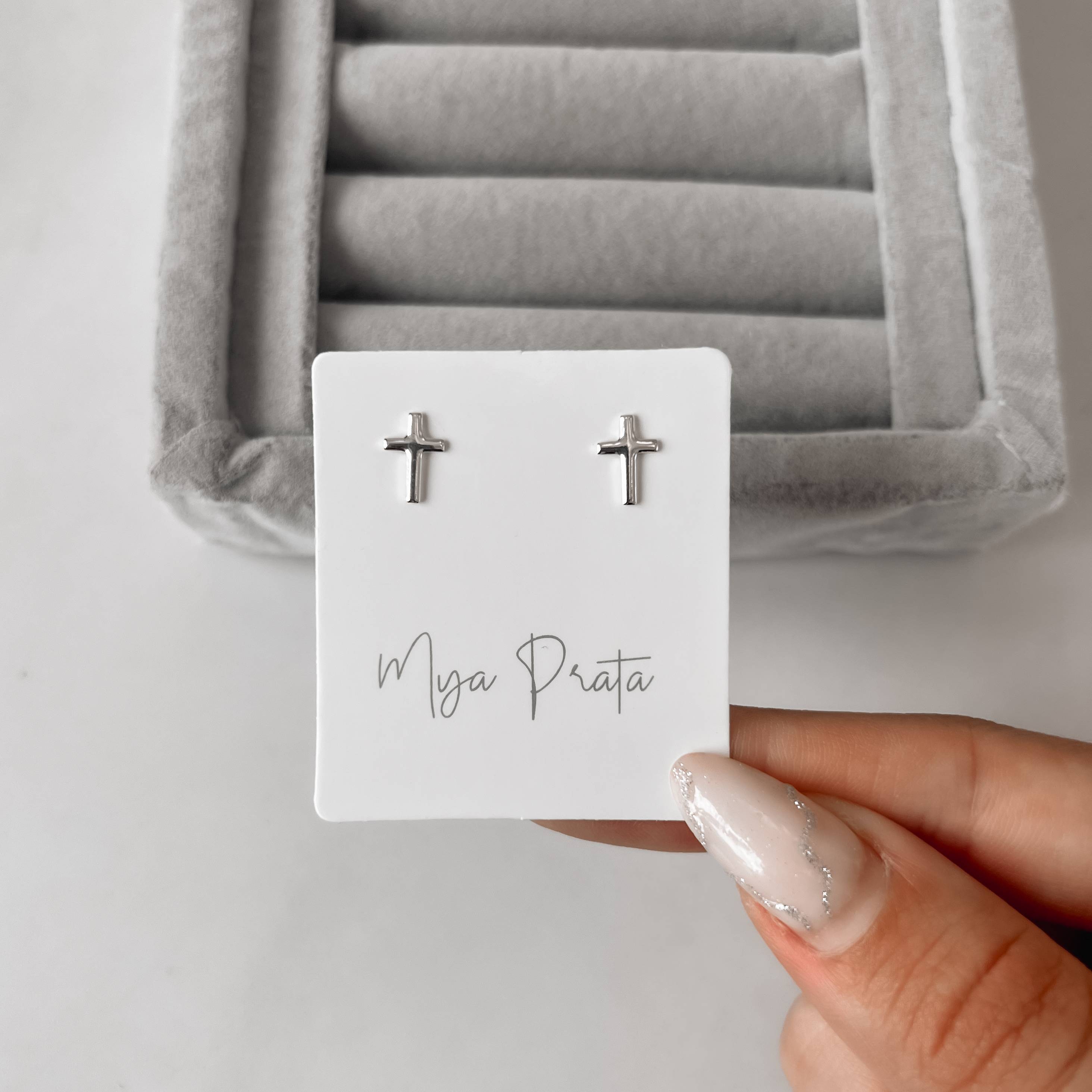 Imagem Brinco cruz lisa 9mm