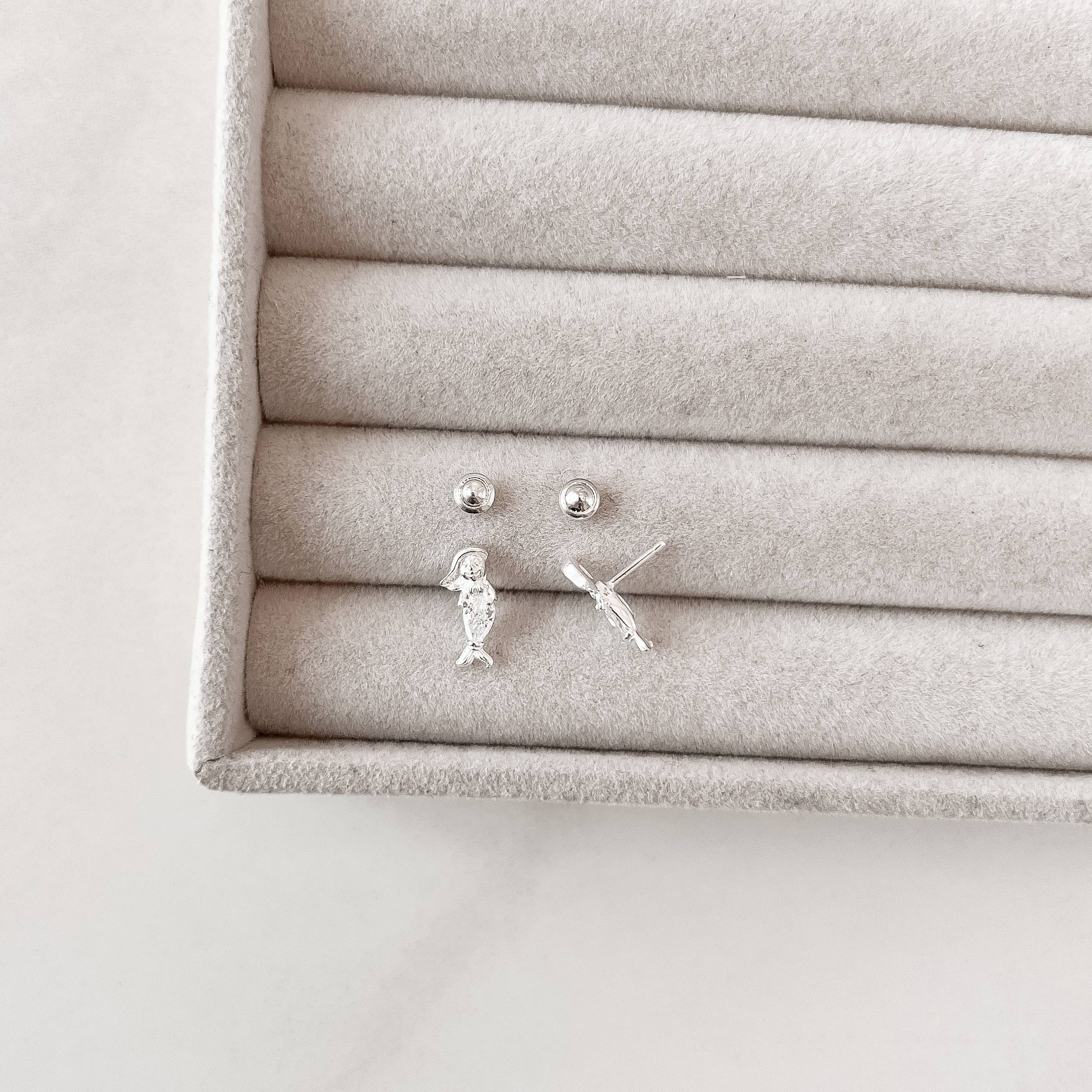 Imagem Brinco infantil sereia com zircônia gota cristal 12mm tarraxa baby