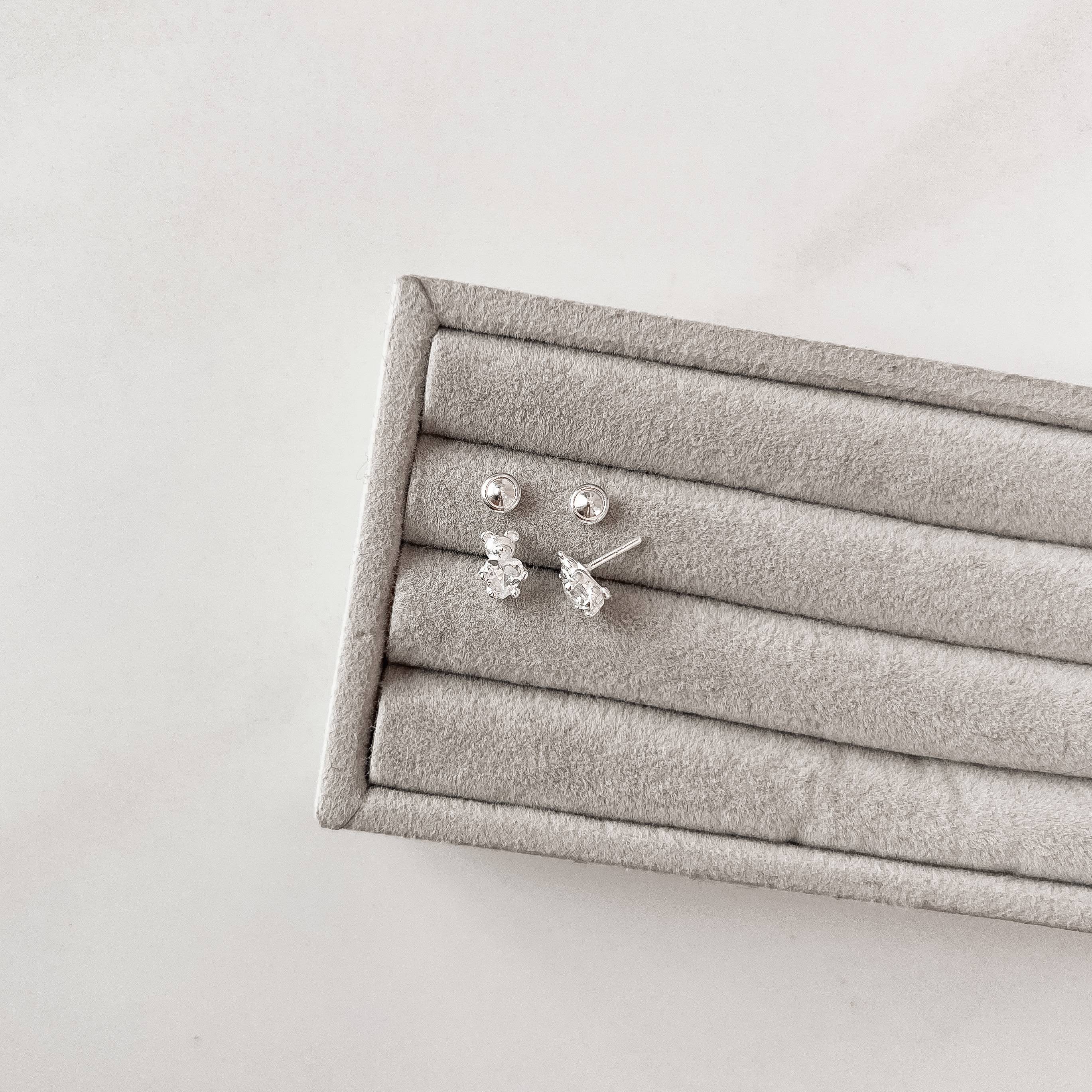 Imagem Secundária Brinco infantil urso com zircônia coração cristal 7mm tarraxa baby