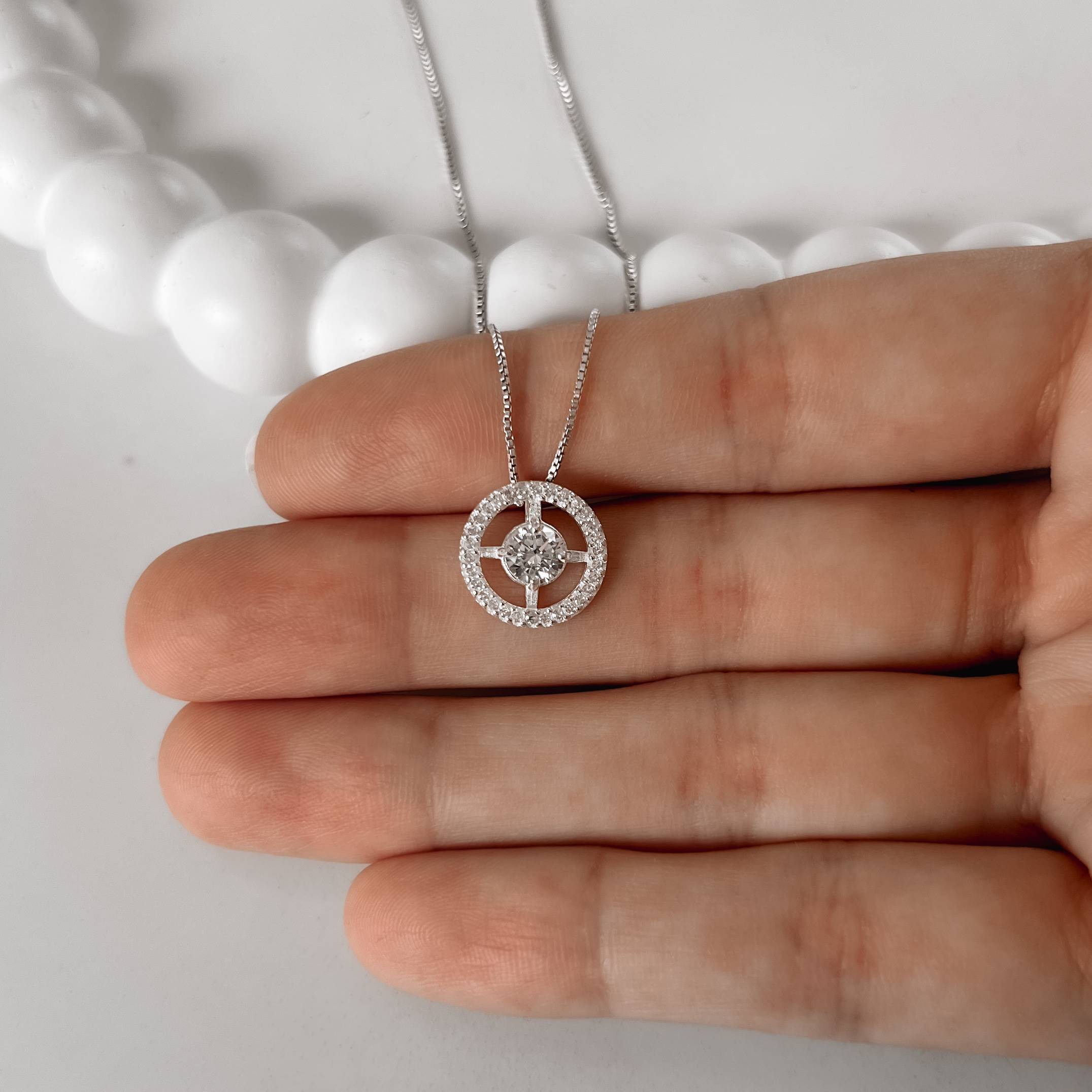 Colar zircônia redonda com cravejado 13mm 45cm