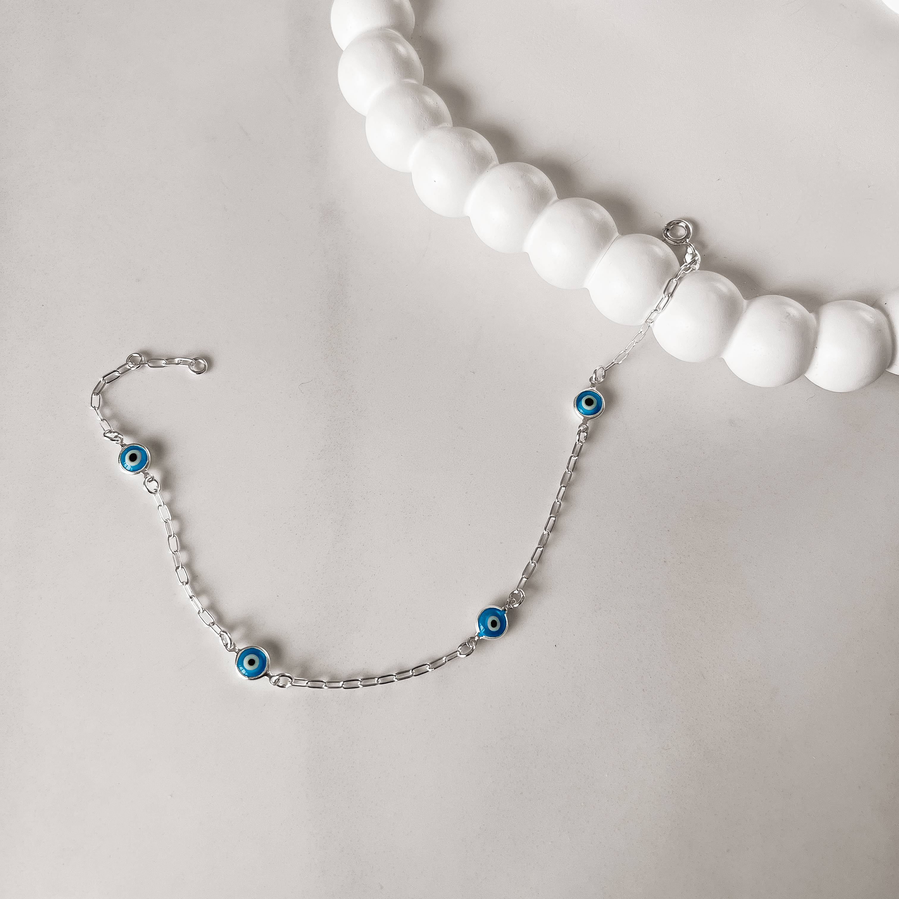 Tornozeleira tiff olho grego azul 7mm