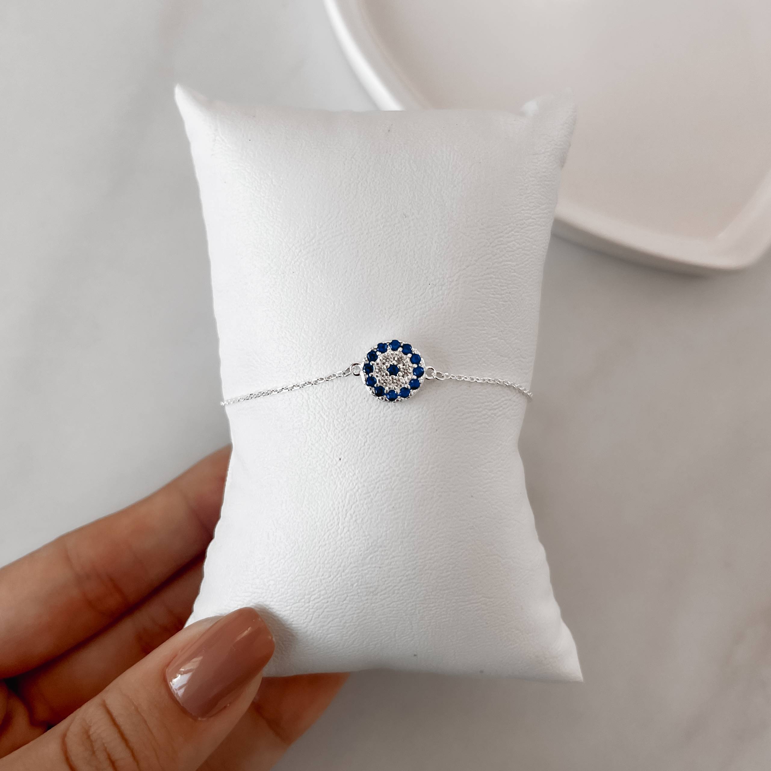 Imagem Secundária Pulseira entremeio círculo cravejado cristal e azul 10mm