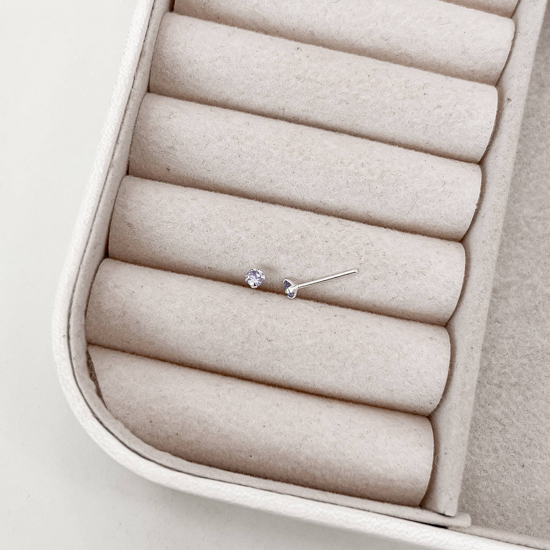 Imagem Secundária Brinco zircônia redonda lilás 3mm