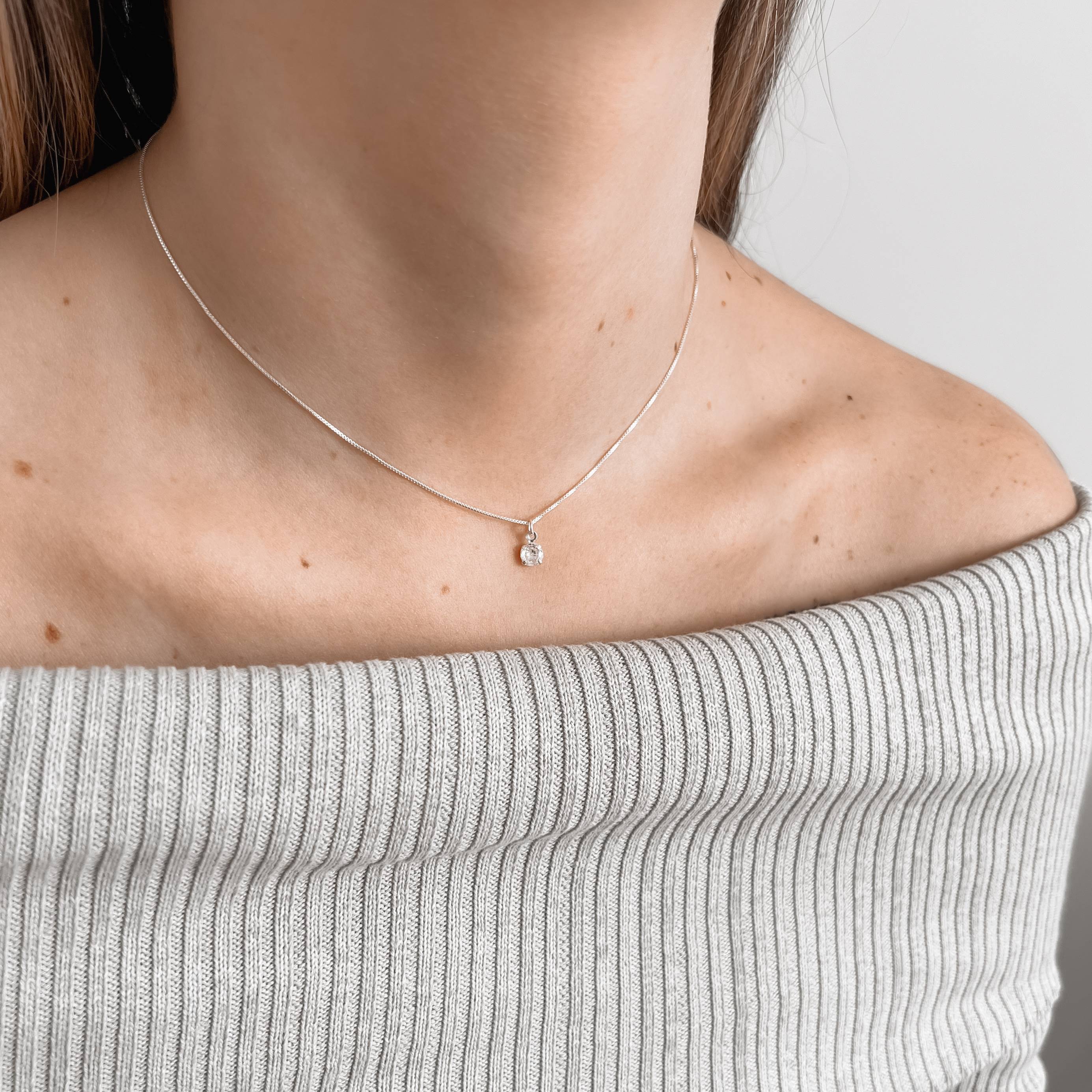 Imagem Secundária Colar pingente zircônia 5mm 40cm