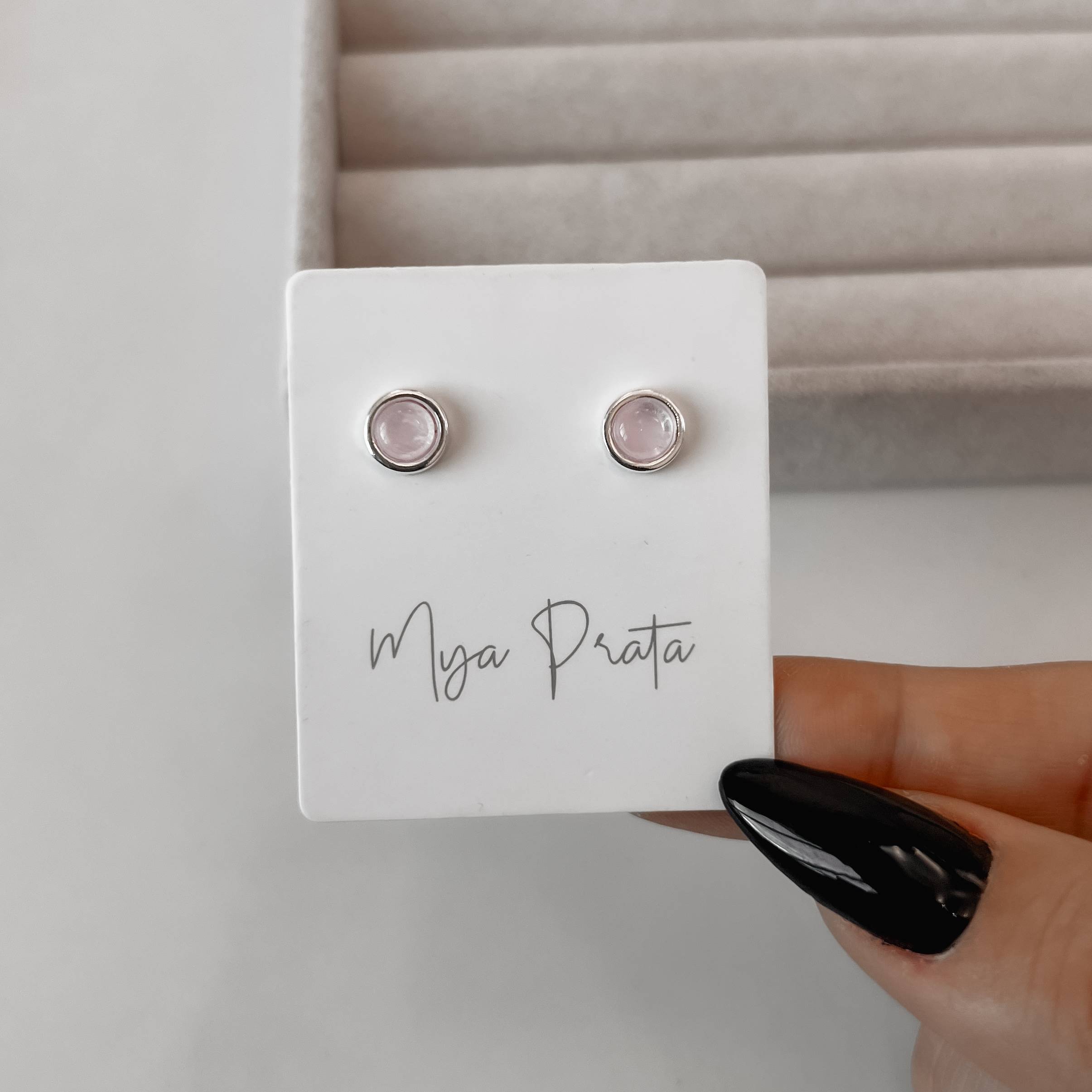 Imagem Secundária Brinco quartzo rosa 7mm