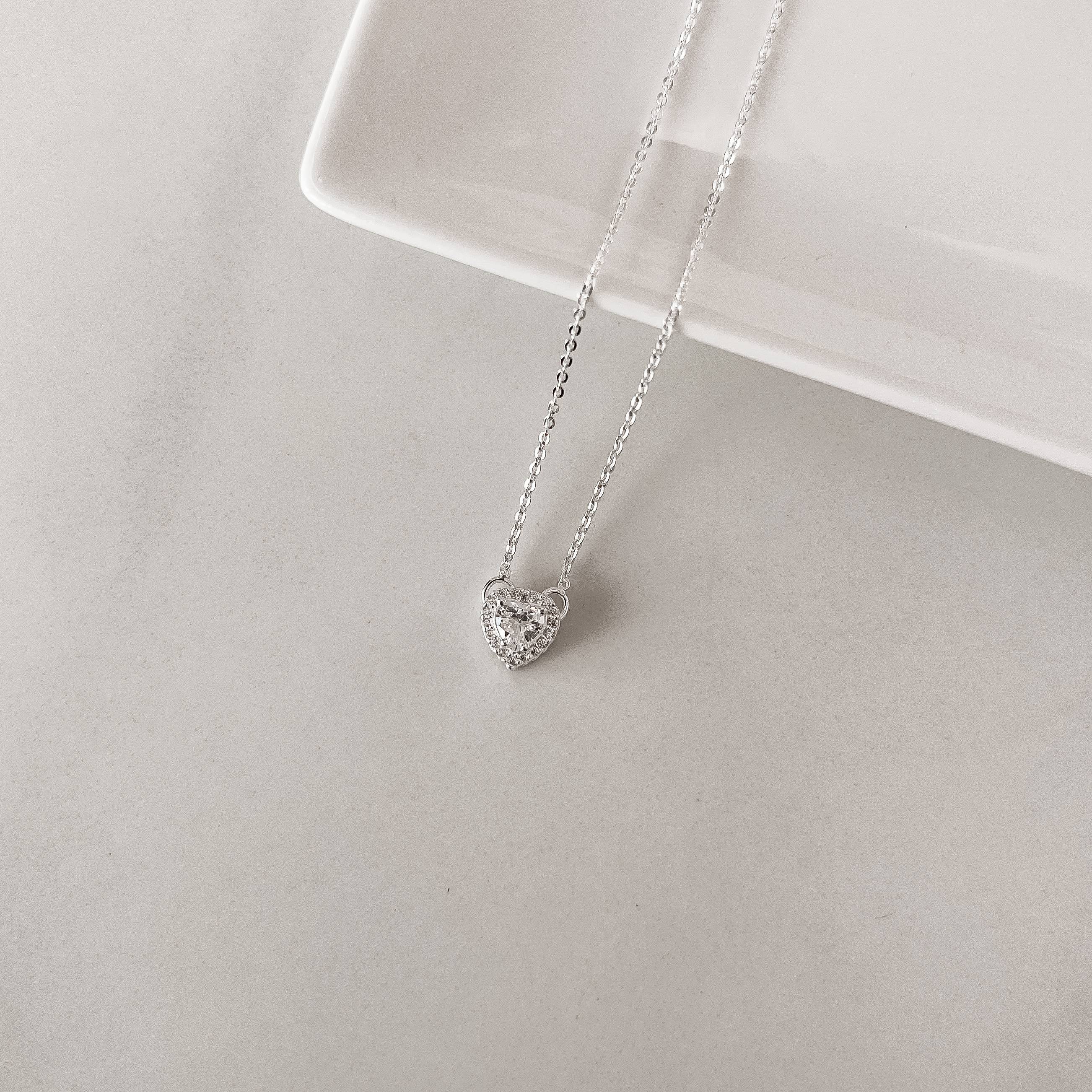 Colar zircônia coração com cravejado 9mm corrente cadeado 40+5cm