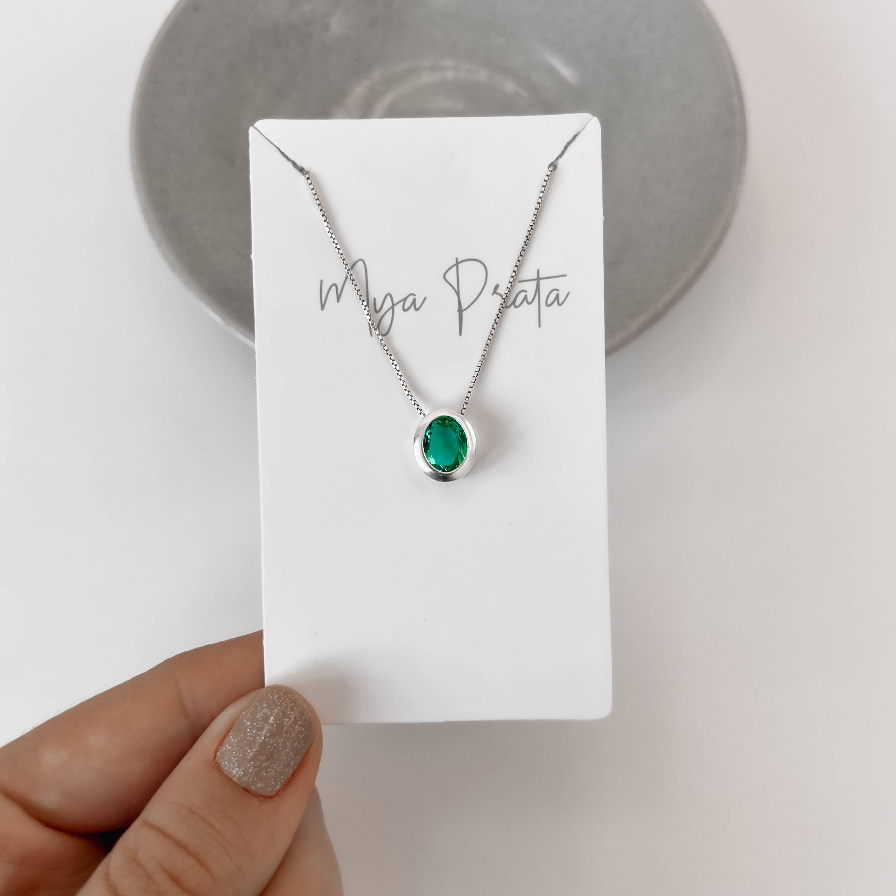 Imagem Secundária Colar zircônia oval turmalina 11mm 45cm