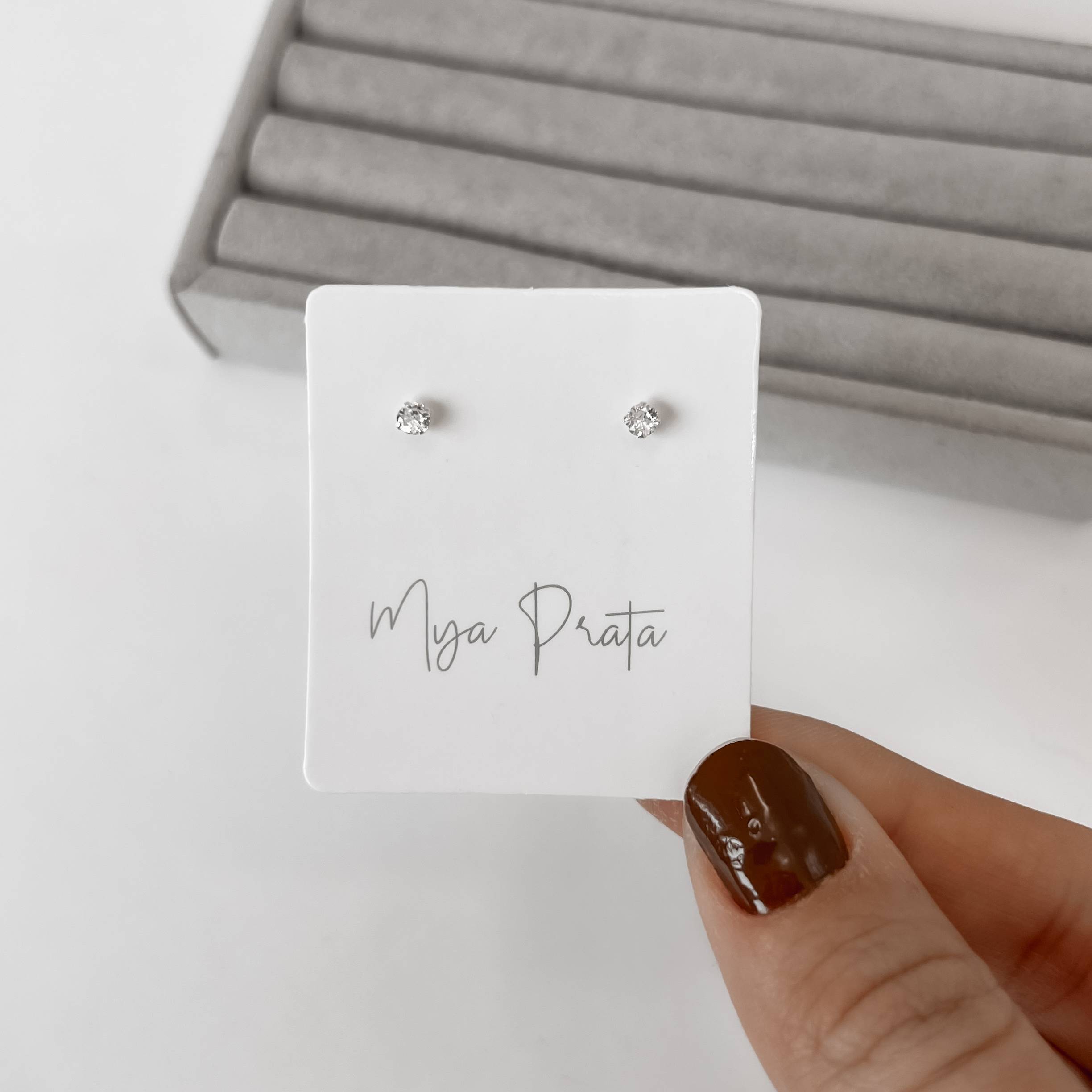 Imagem Secundária Brinco zircônia redonda cristal 3mm