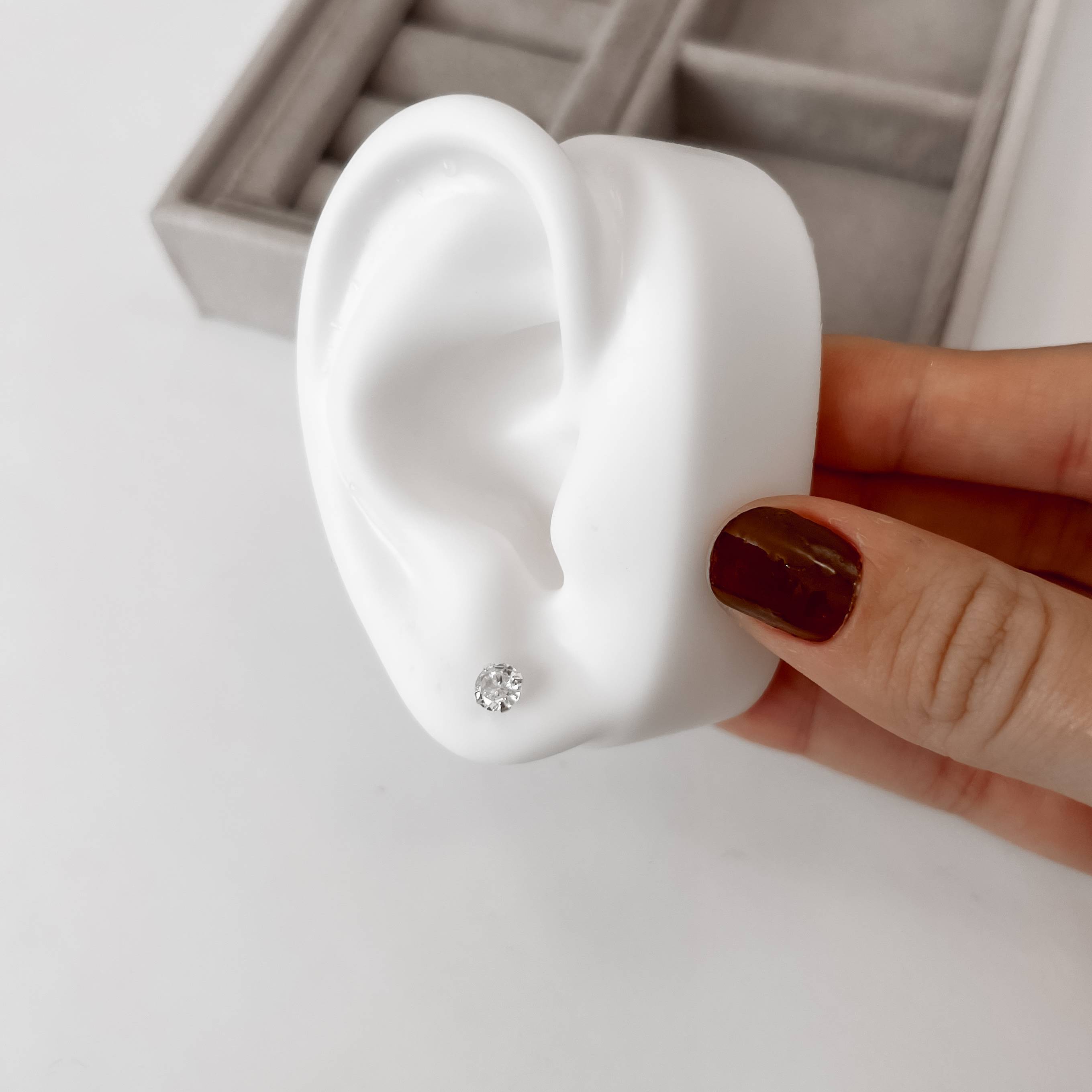 Imagem Secundária Brinco zircônia redonda cristal 5mm