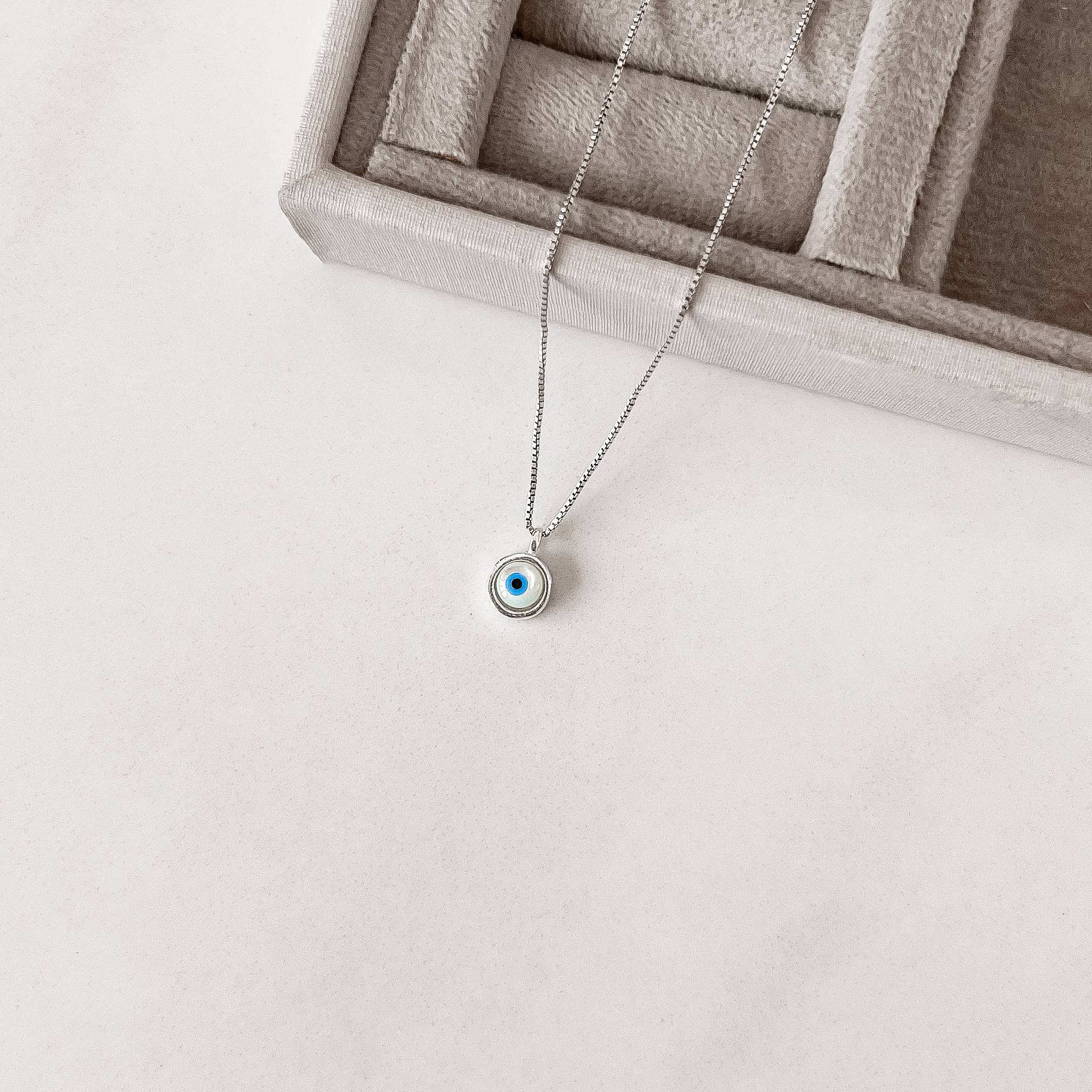 Imagem Secundária Colar olho grego madrepérola 7mm 40cm