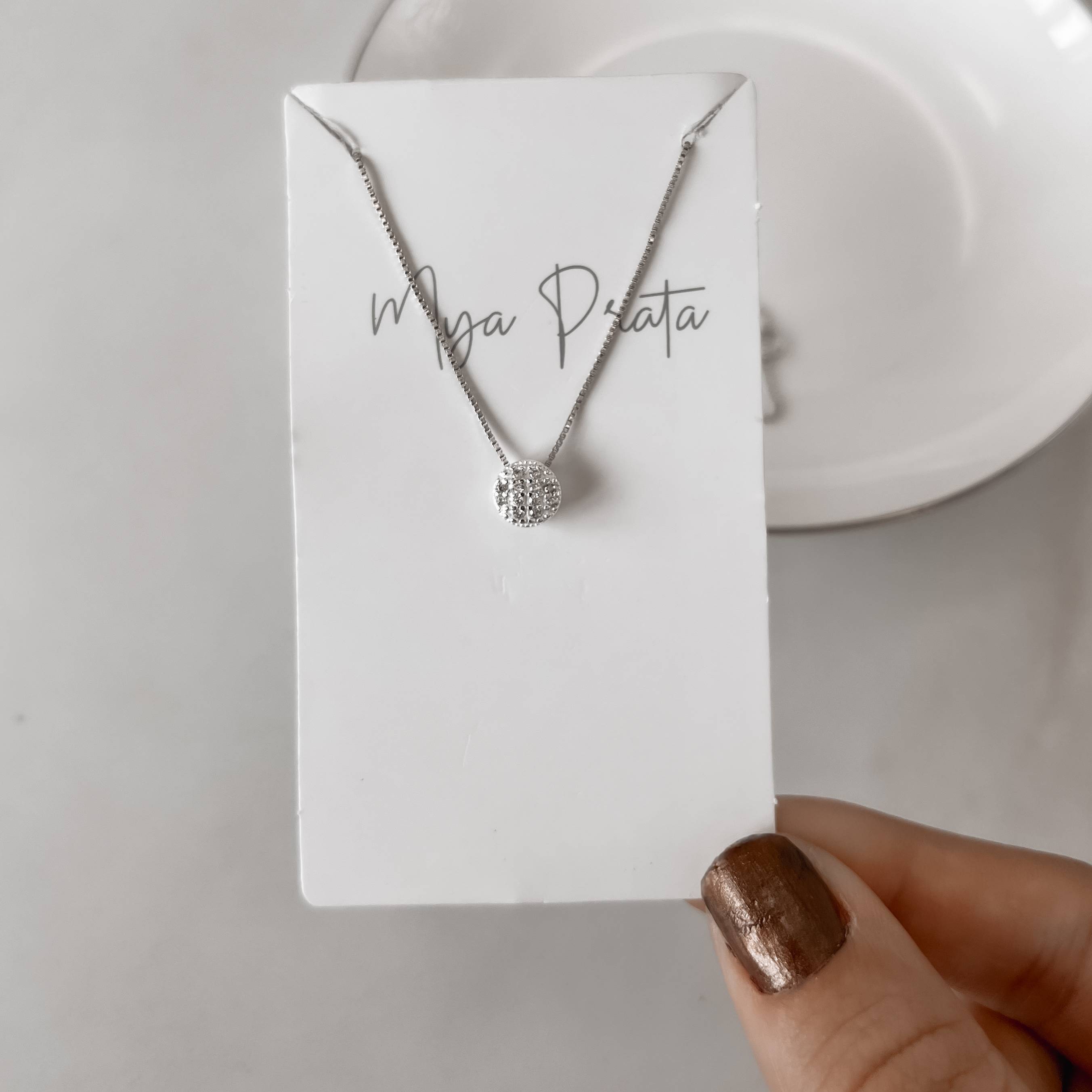 Colar círculo com zircônias 7mm 40cm