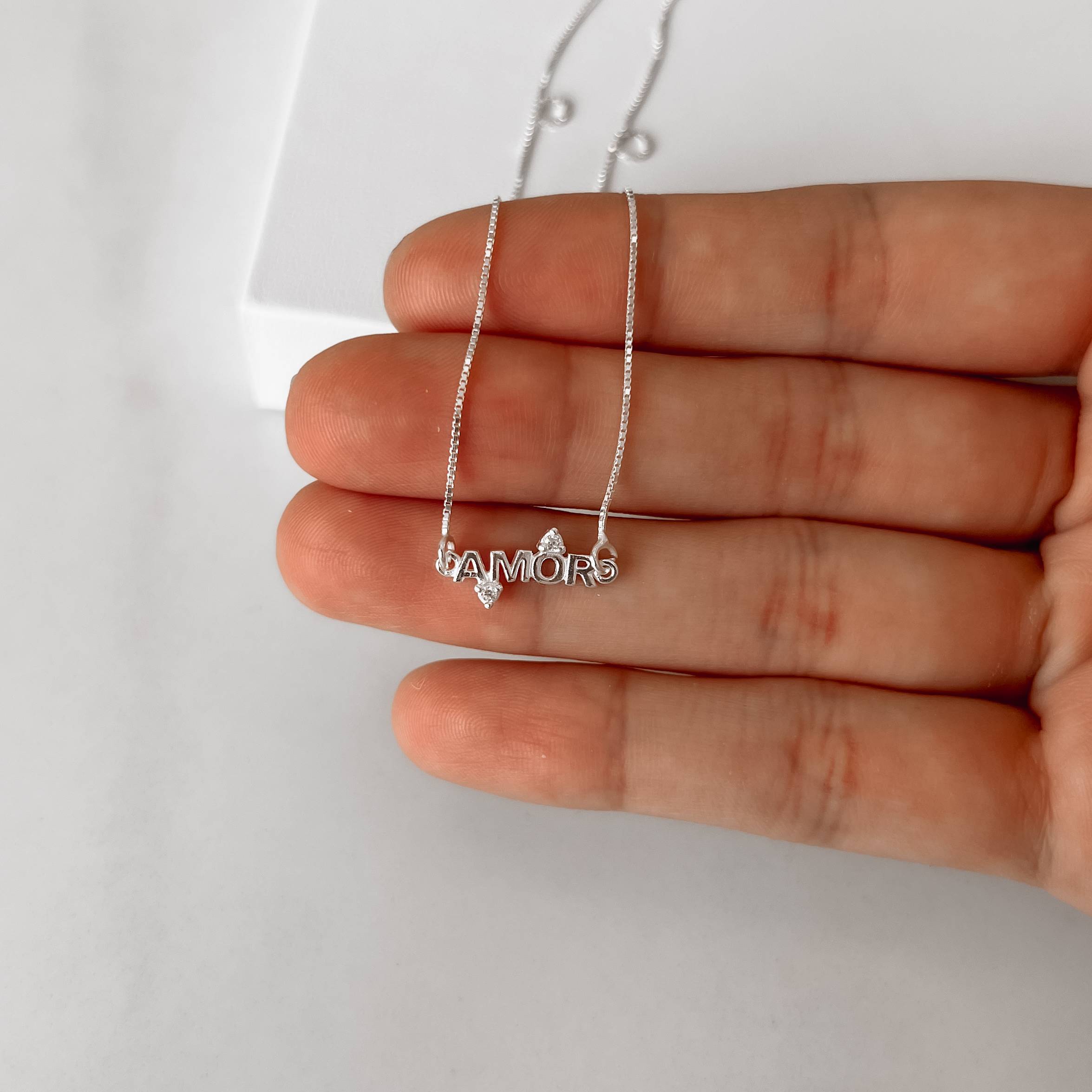 Imagem Secundária Colar entremeio amor com zircônias 17mm v12 40cm