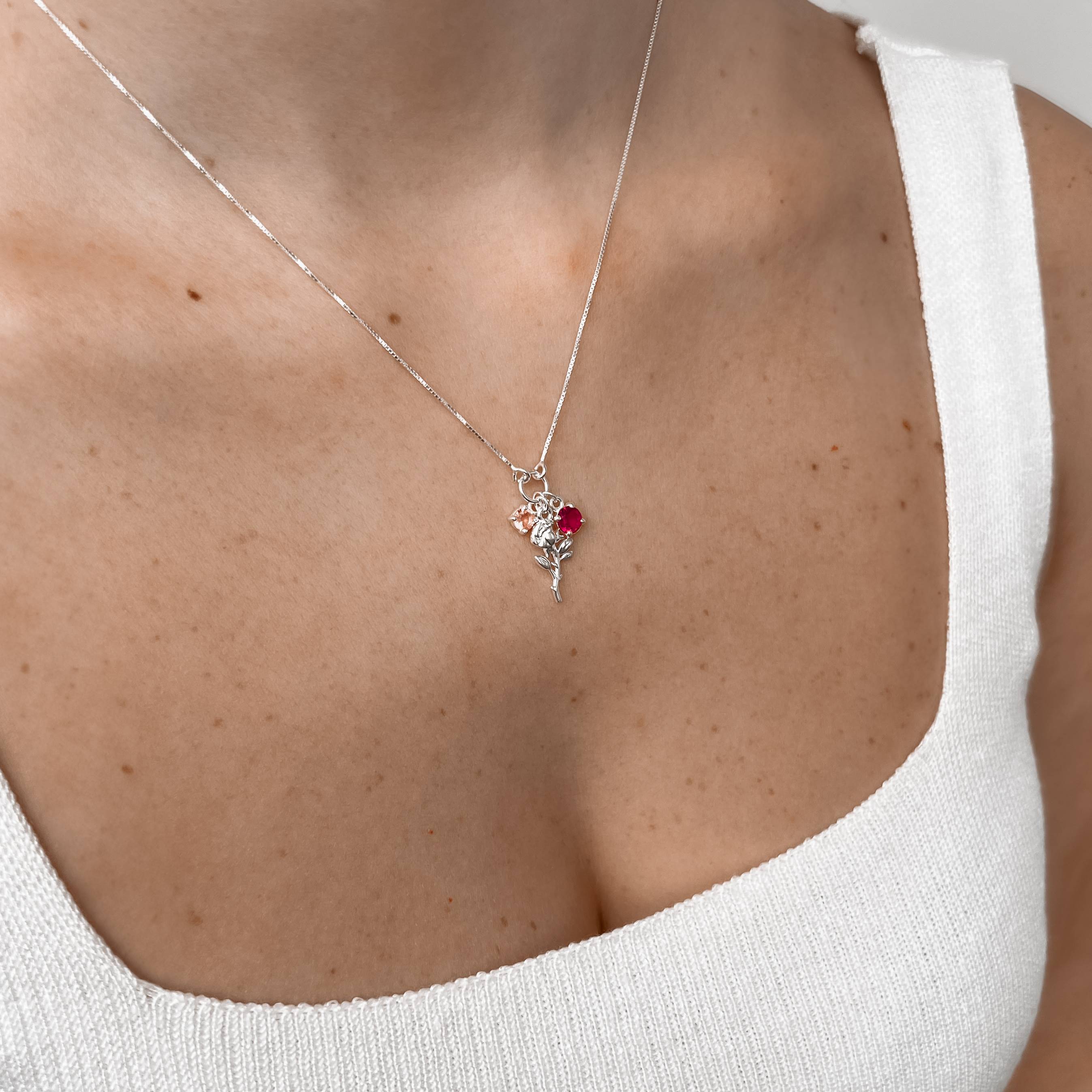 Colar entremeio círculo pingentes rosa, zircônias rosê e cereja v12 45cm