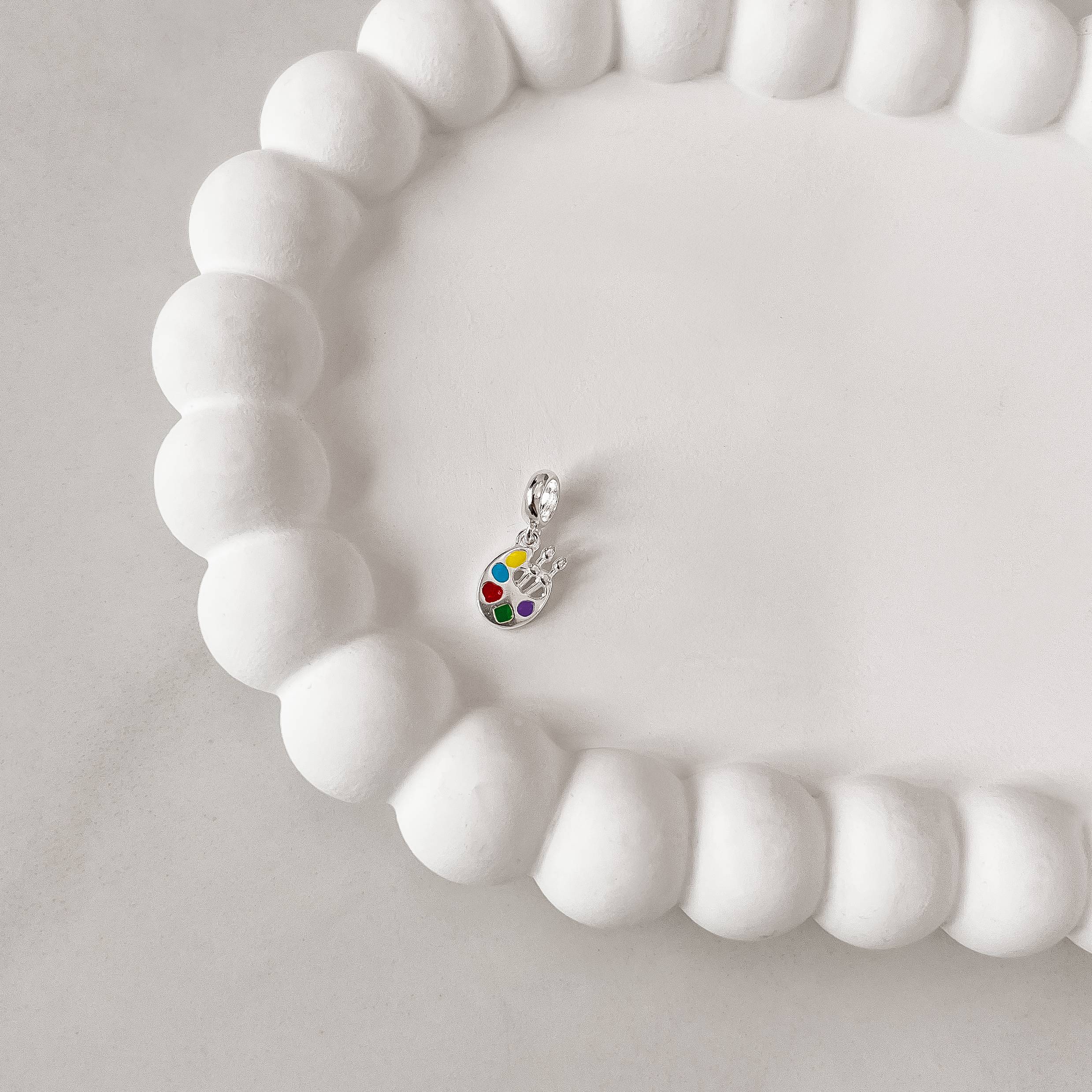 Berloque pingente paleta pintura resina 11mm