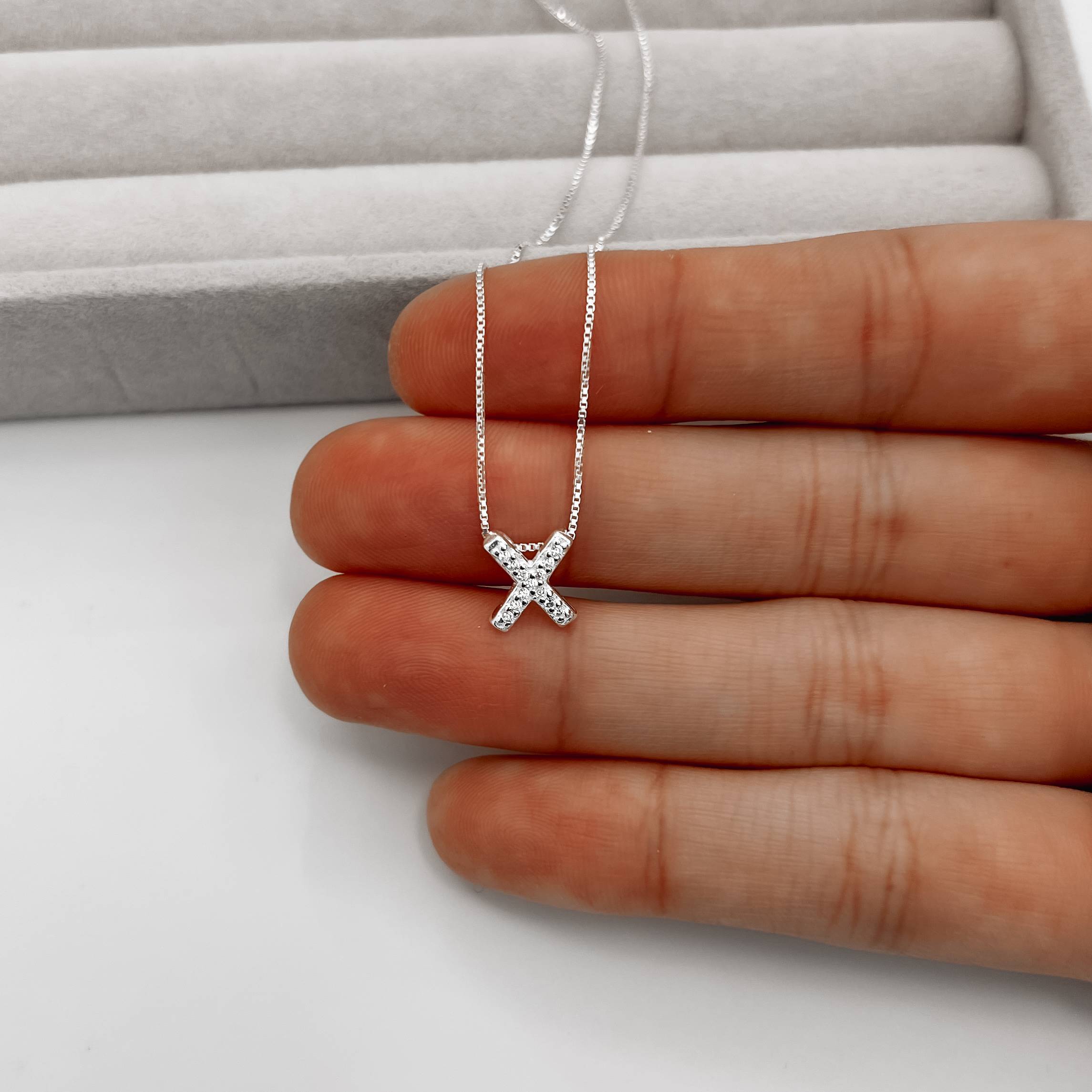 Imagem Colar letra X cravejada 45cm