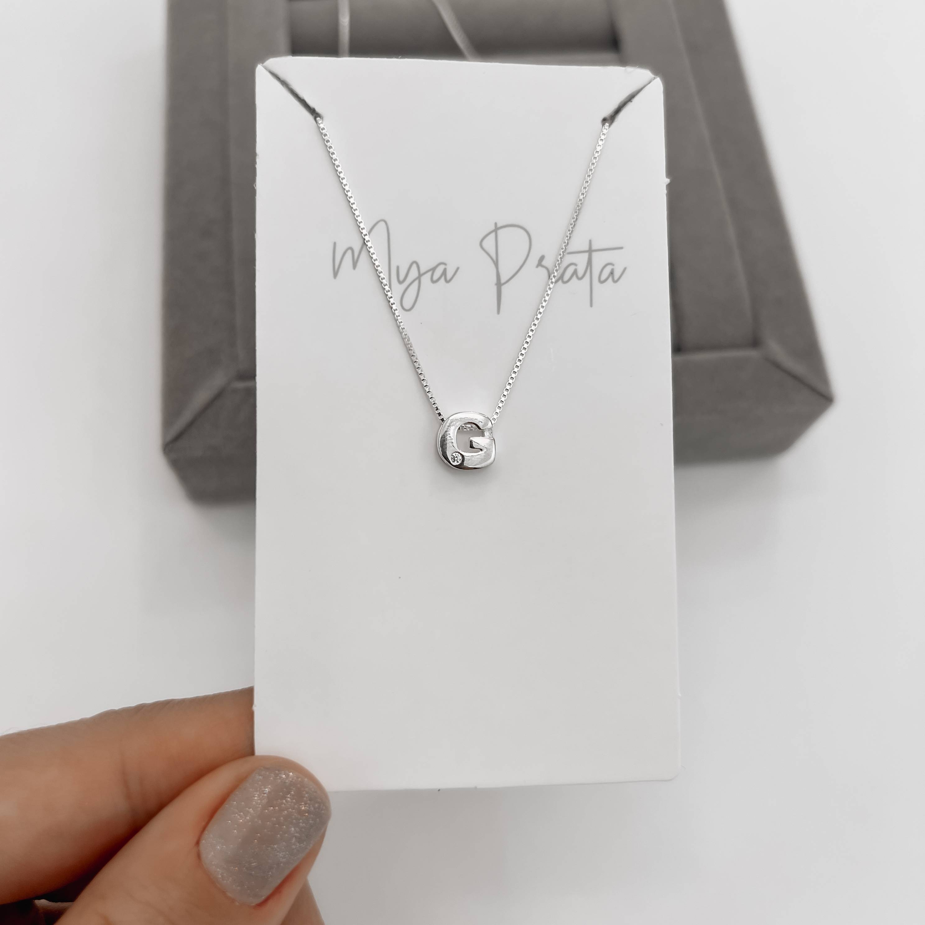 Imagem Secundária Colar letra G detalhe zircônia 7mm 45cm