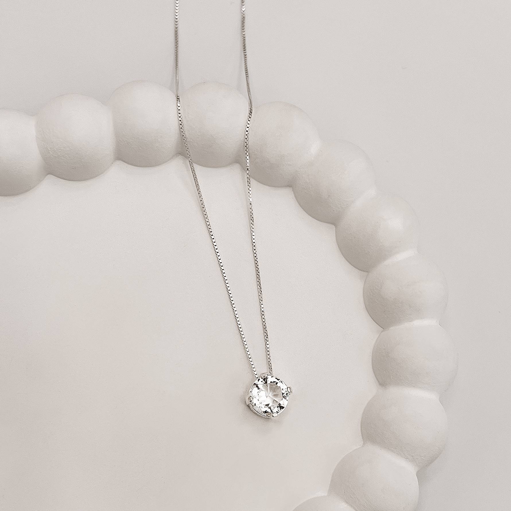 Colar zircônia cristal 8mm 45cm