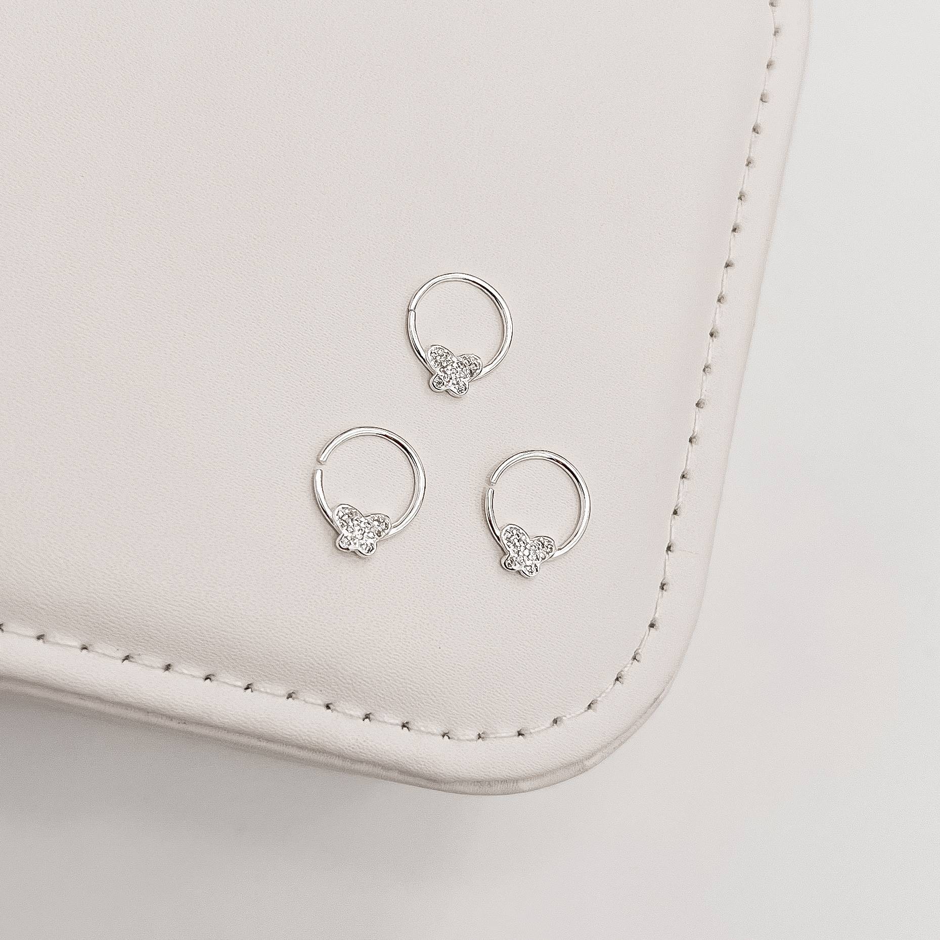 Piercing argola borboleta com zircônias 11mm