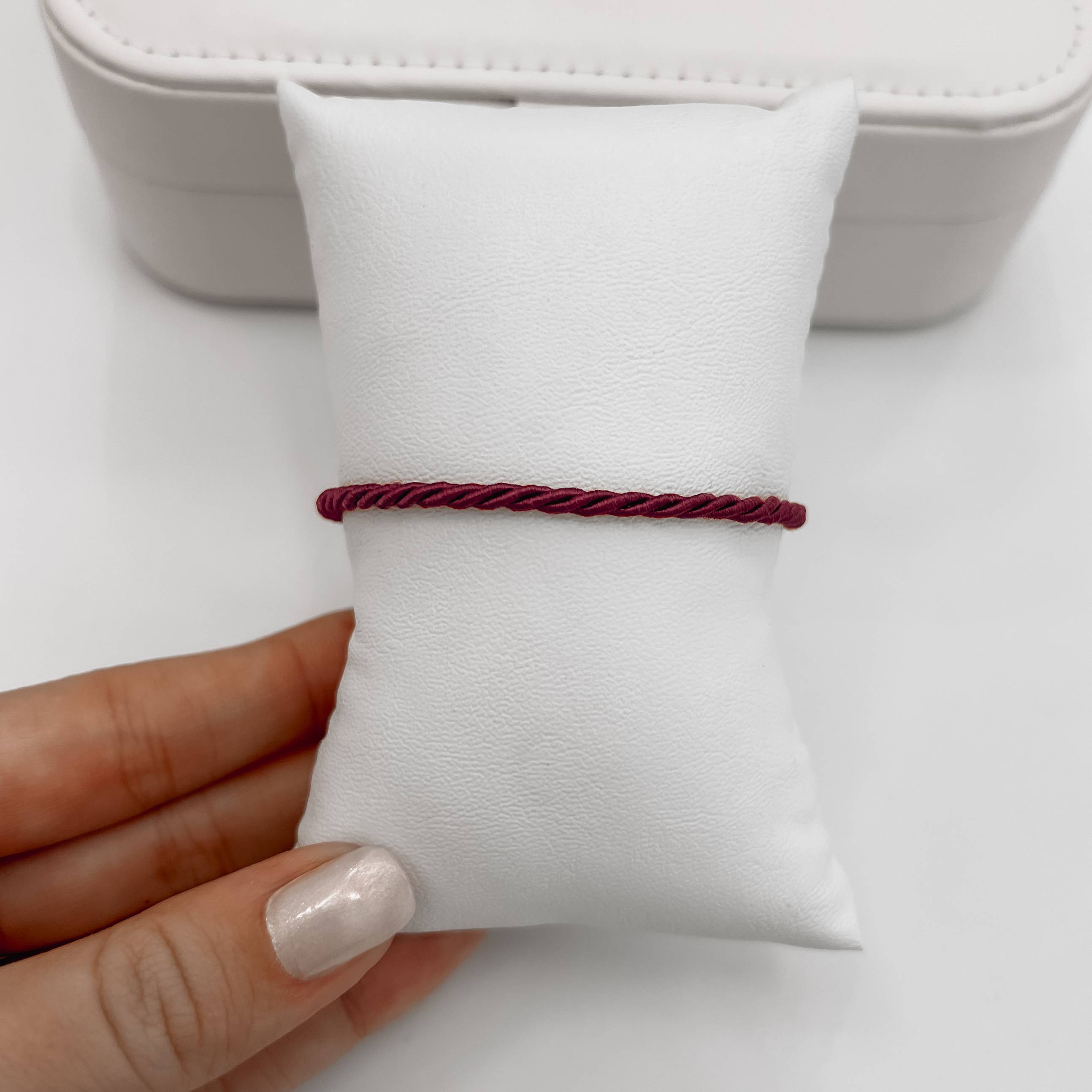 Imagem Secundária Pulseira cordão trançado marsala 2mm 16cm com alongadora