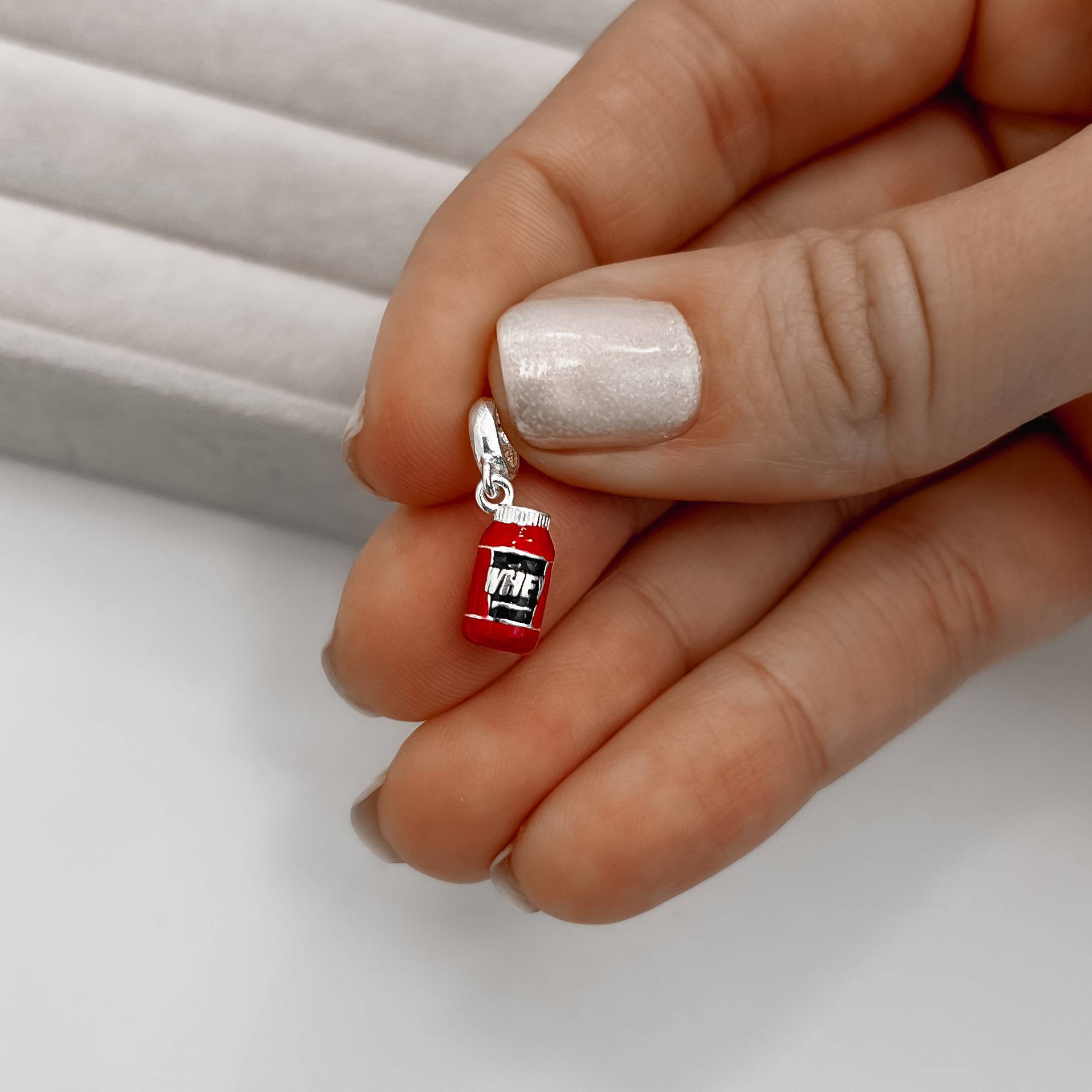 Berloque pingente whey protein 10mm resina