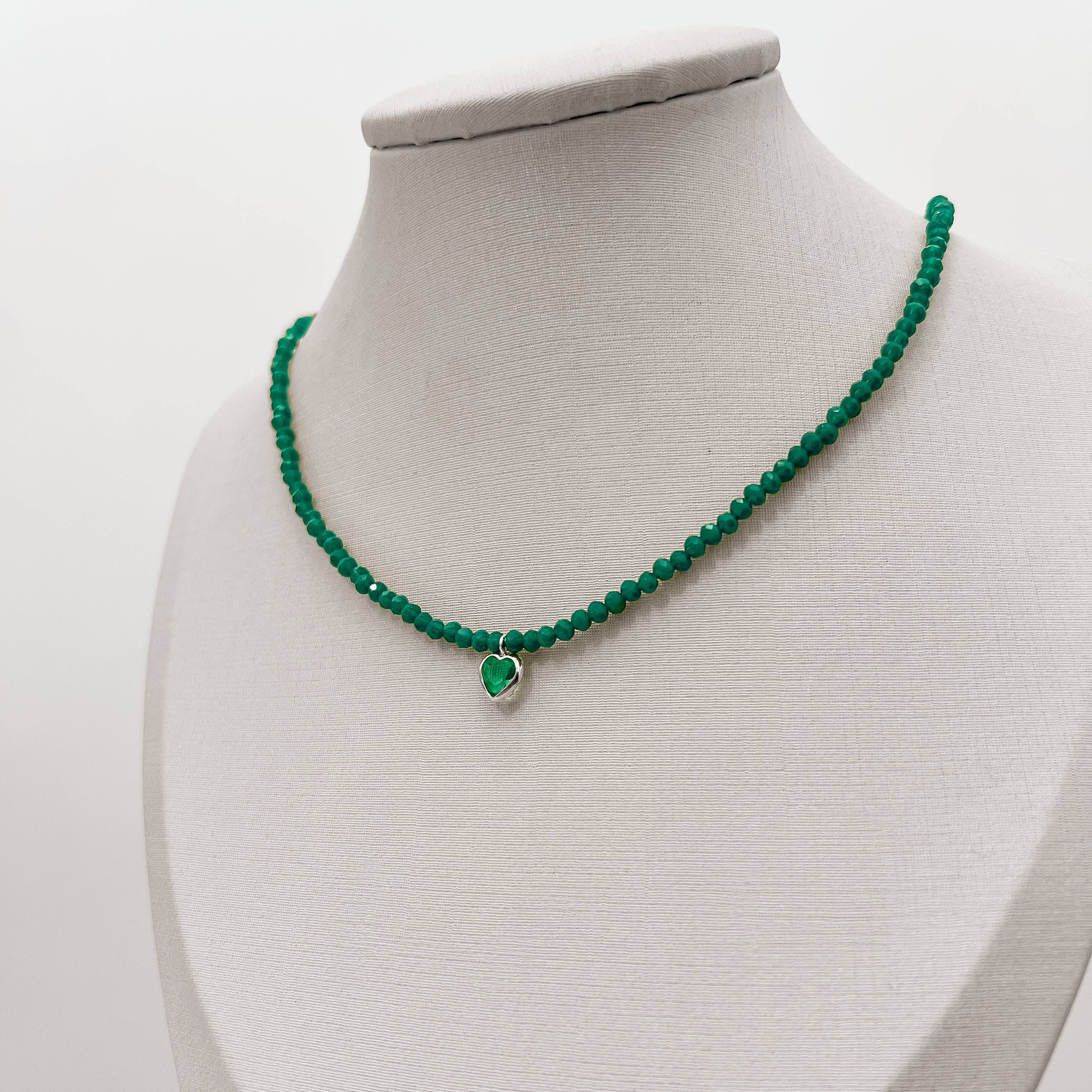 Imagem Choker cristal turquesa 3mm pingente zircônia coração turquesa 6mm 40+5cm